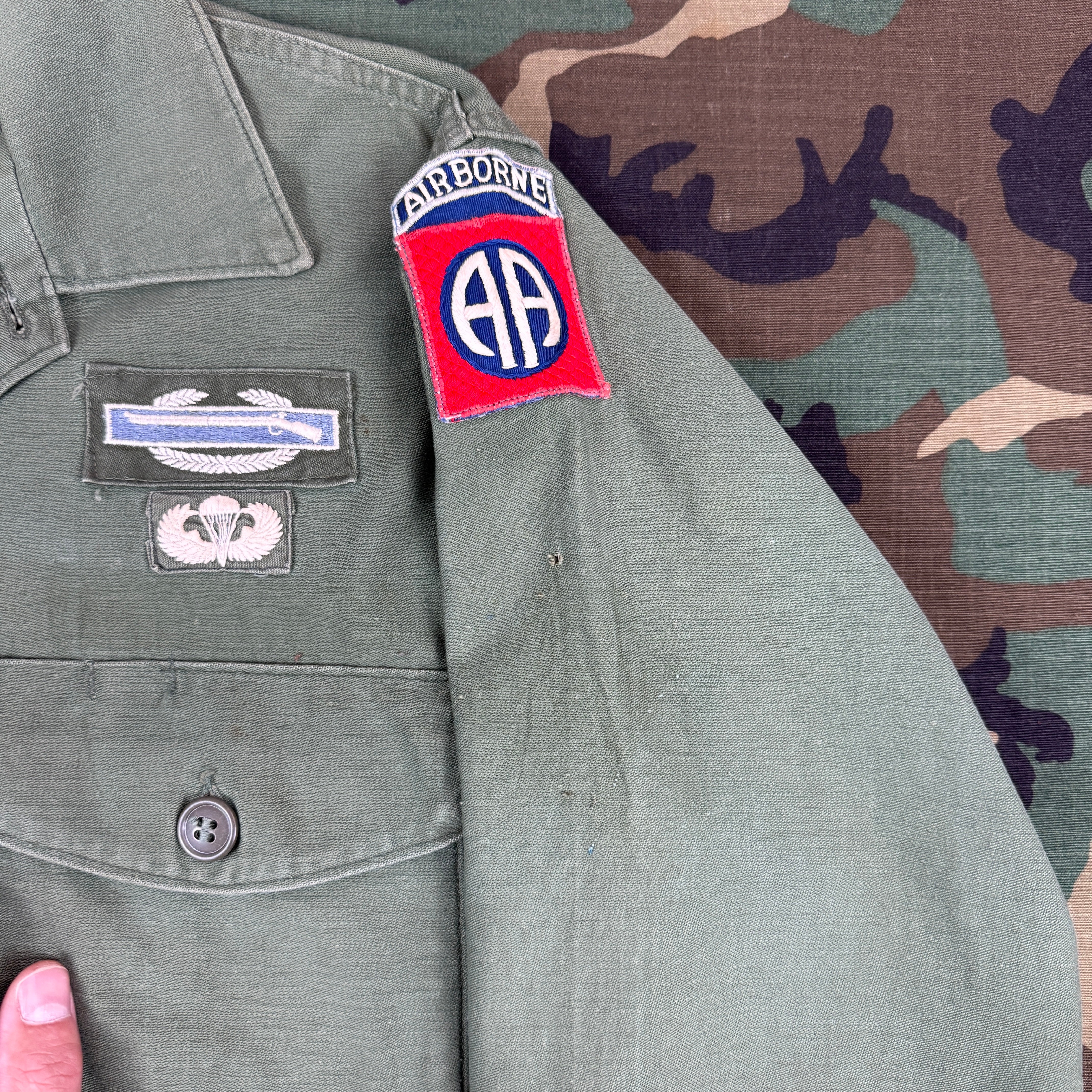 US Army Airborne OG107 Shirt with In-Country Made 82nd Patch