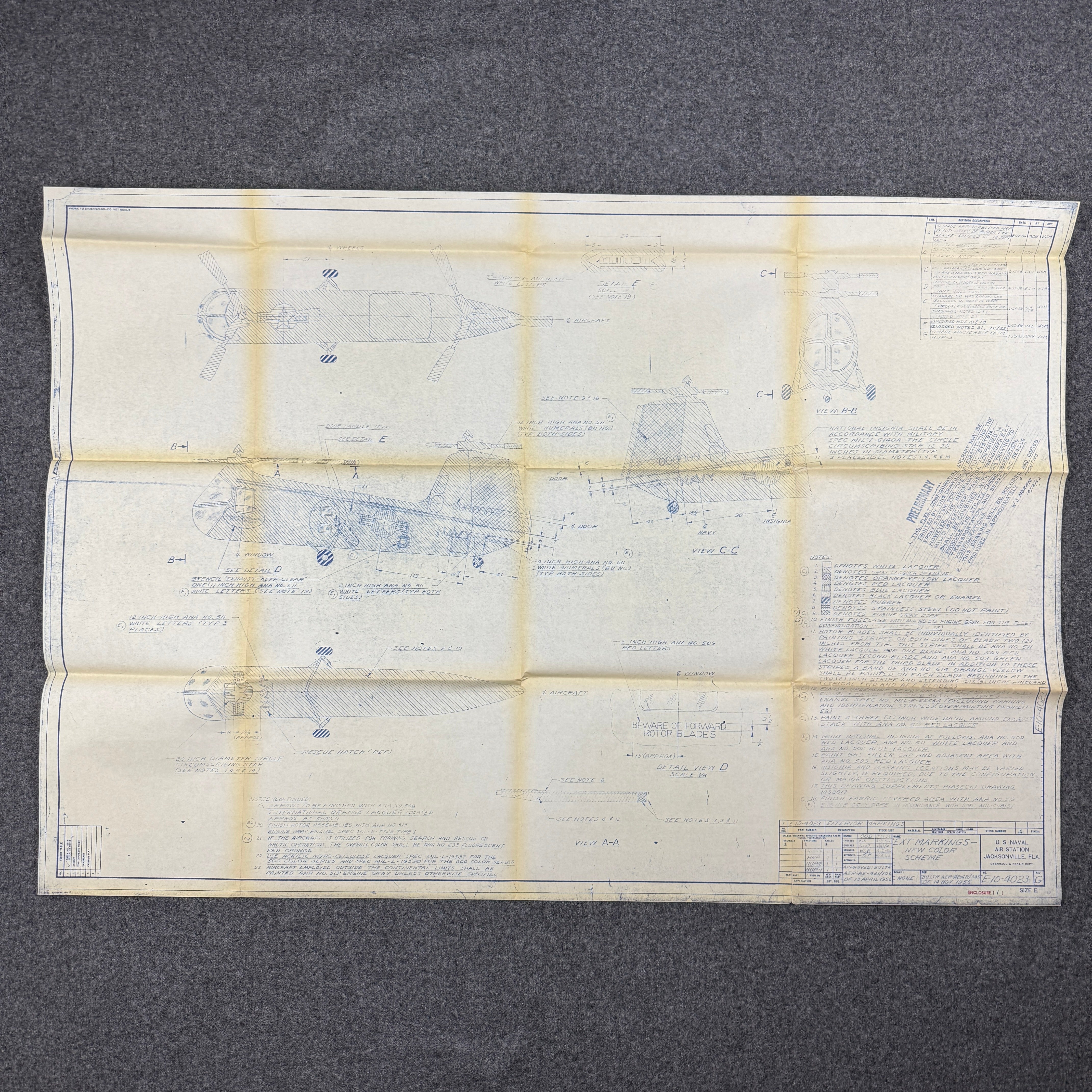US Navy 1956 Piasecki HUP Retriever Blueprint