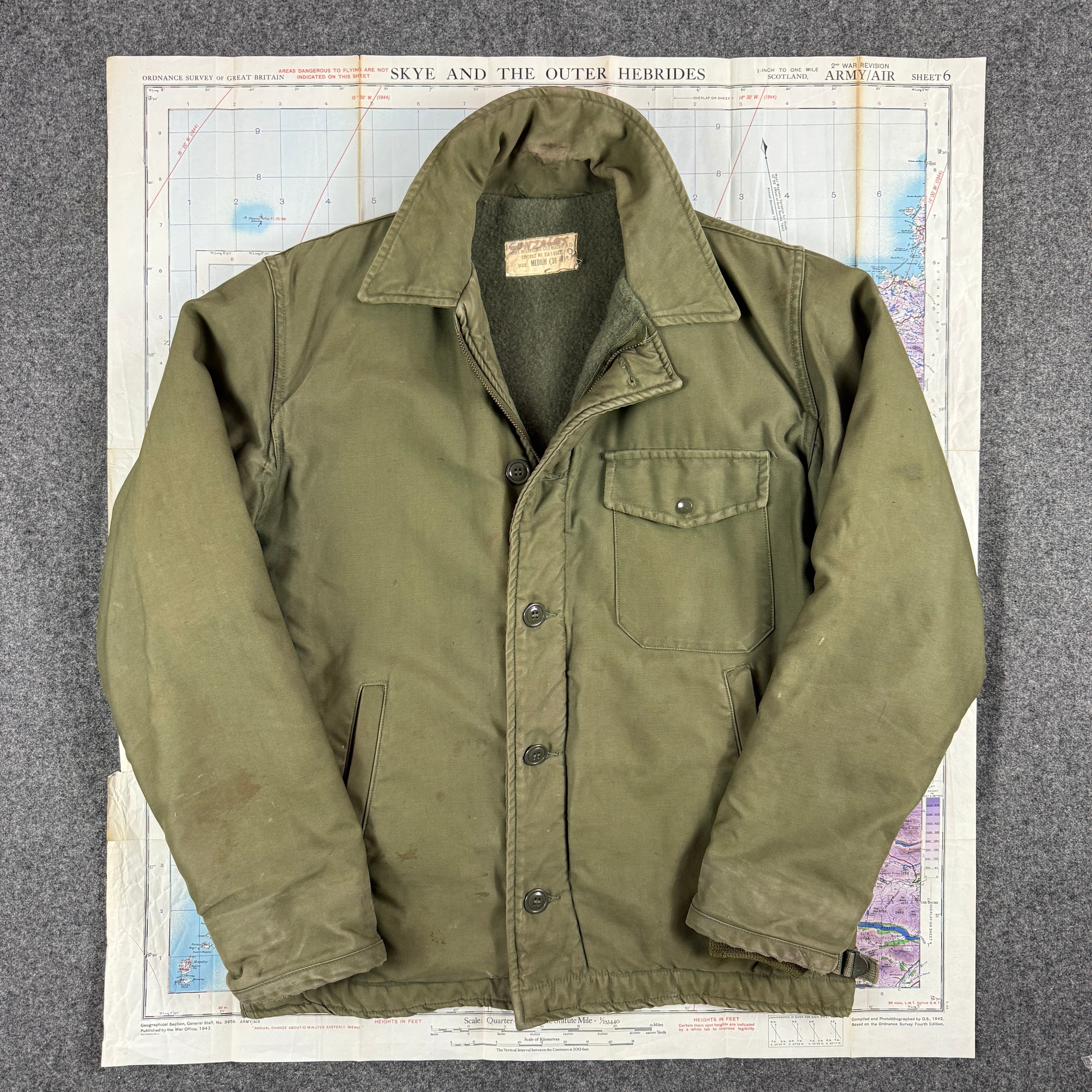 US Navy Early Pattern A2 Deck Jacket - Size Medium