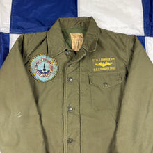 Load image into Gallery viewer, US Navy Early Pattern A2 Deck Jacket with Patches - Size Medium