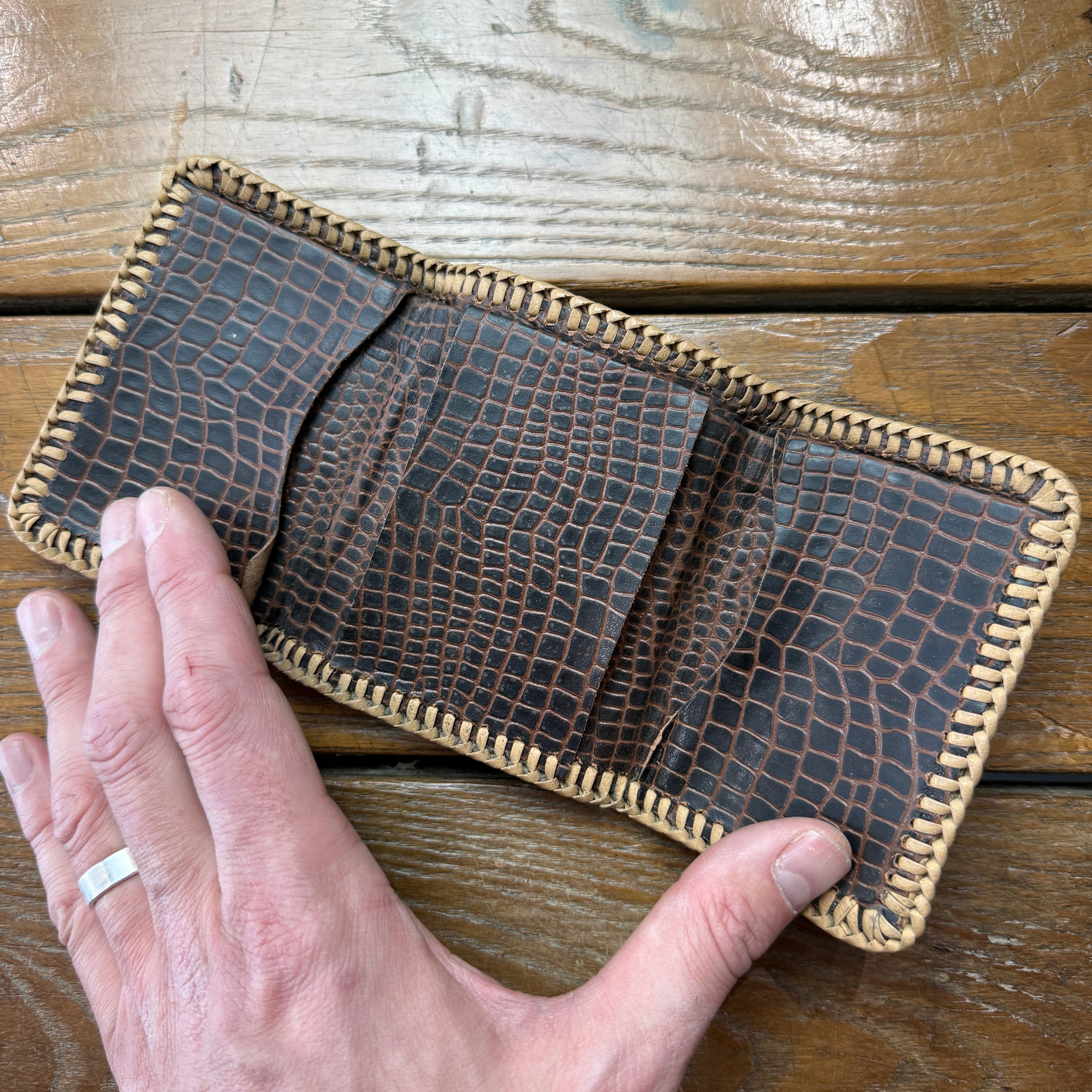 US Army WW2 Hand Tooled Eagle Leather Waller