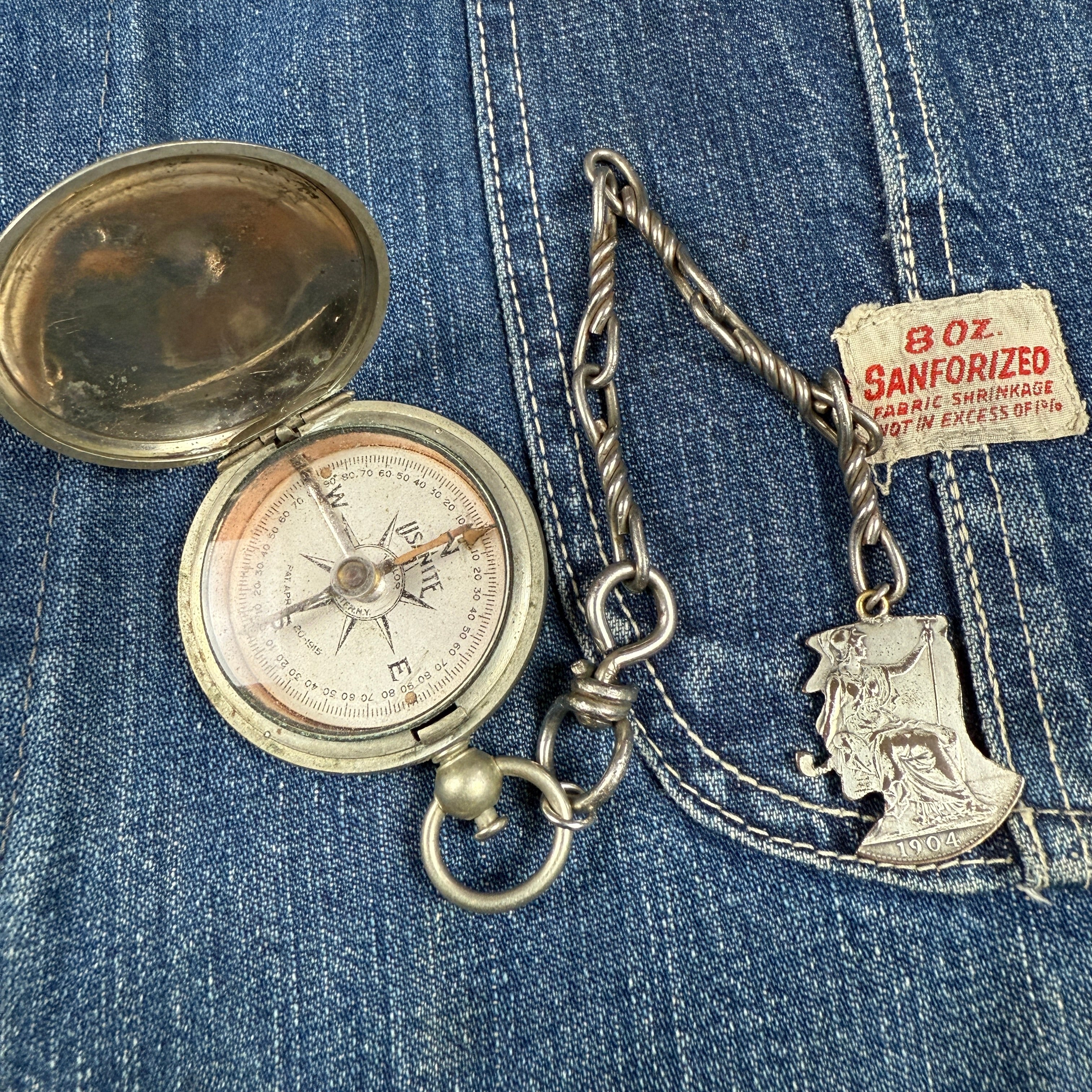 US Army WW1 Compass & Portrait Fob