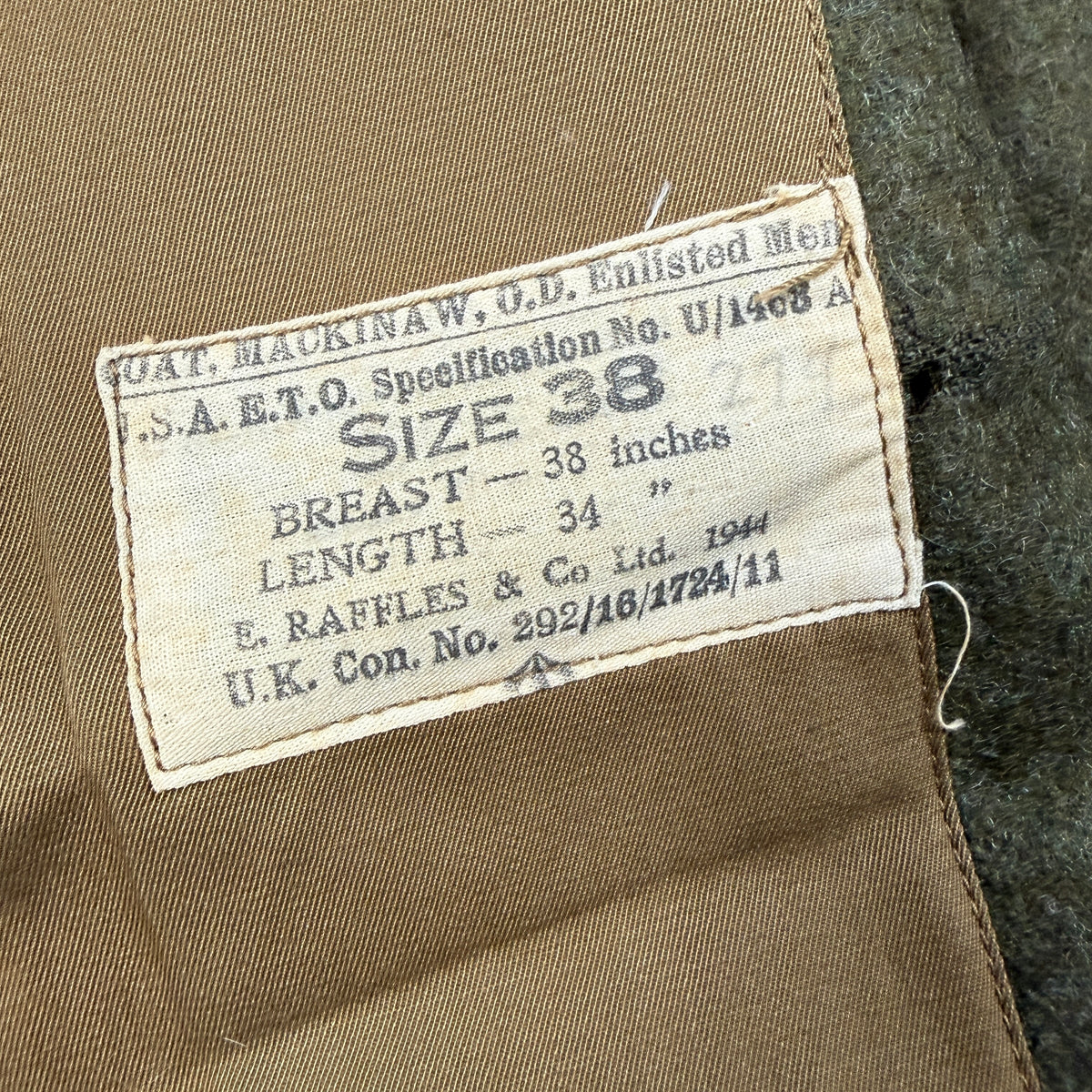 US Army ETO Mackinaw "Jeep Coat" - Deadstock