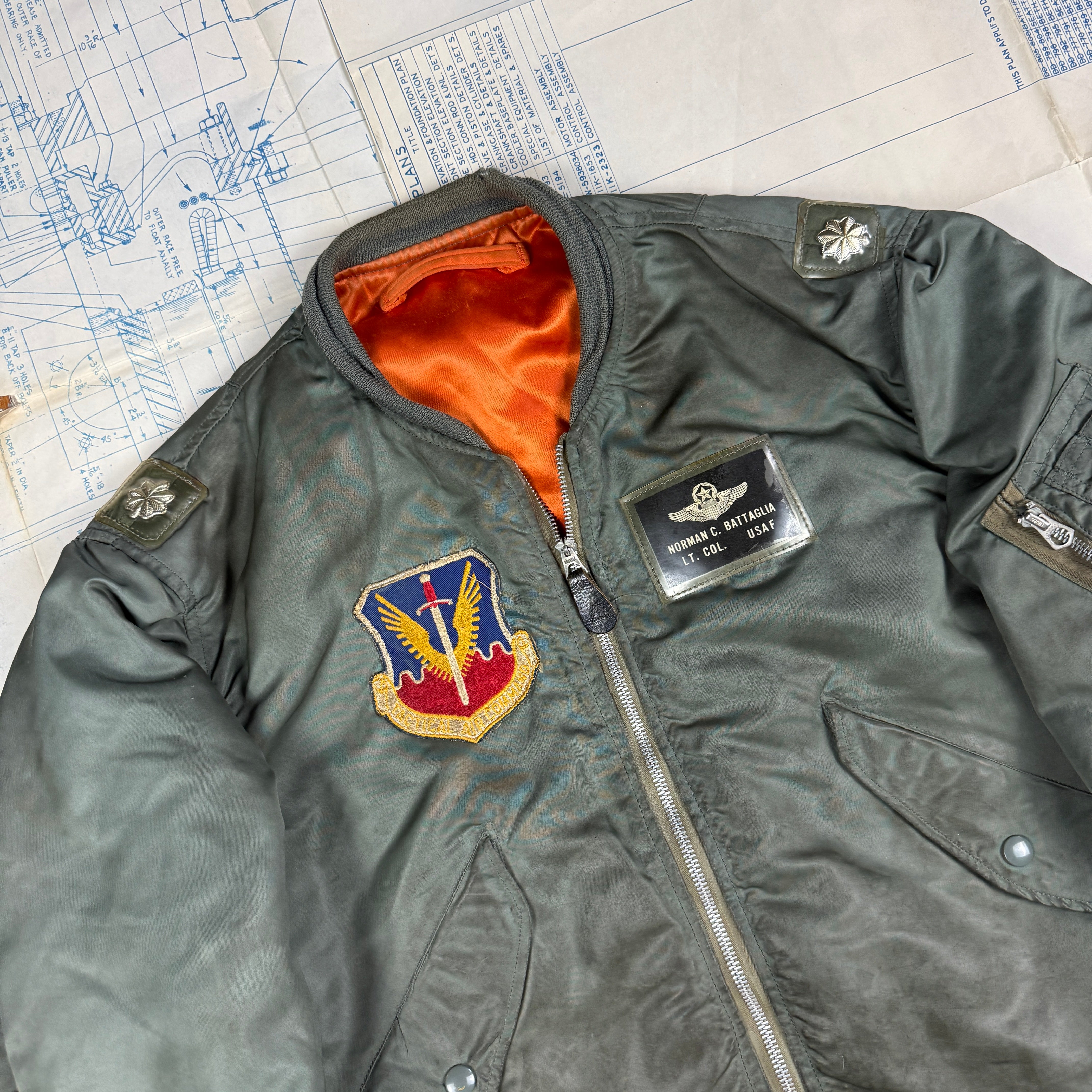 USAF 1975 L-2B Flight Jacket - Patched & Named.
