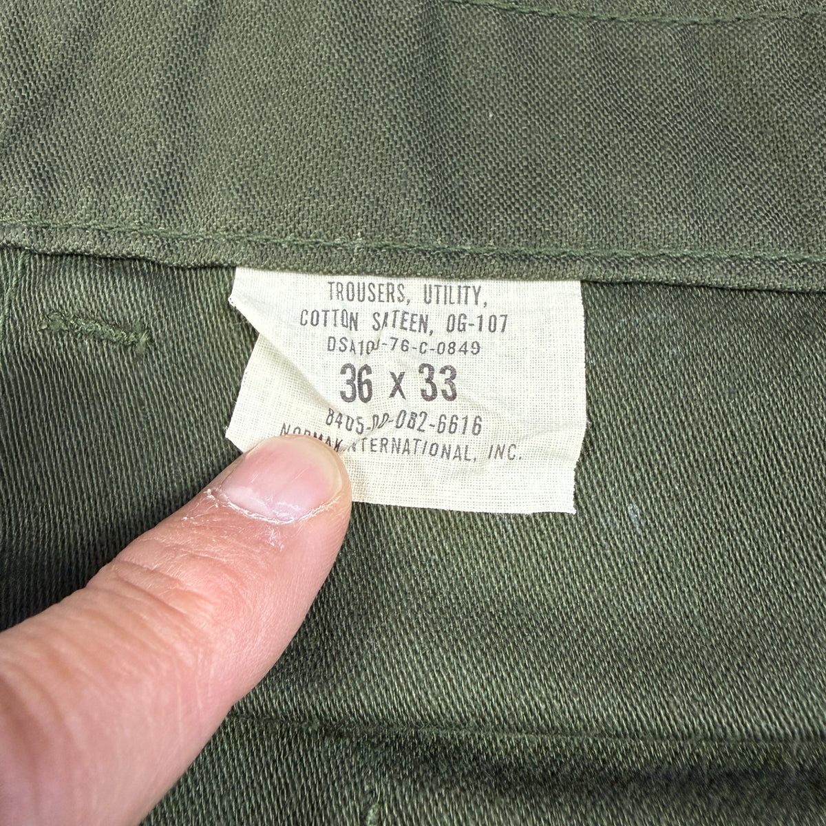 US Army Vietnam 1976 OG107 Pants - Deadstock - Size 34/35