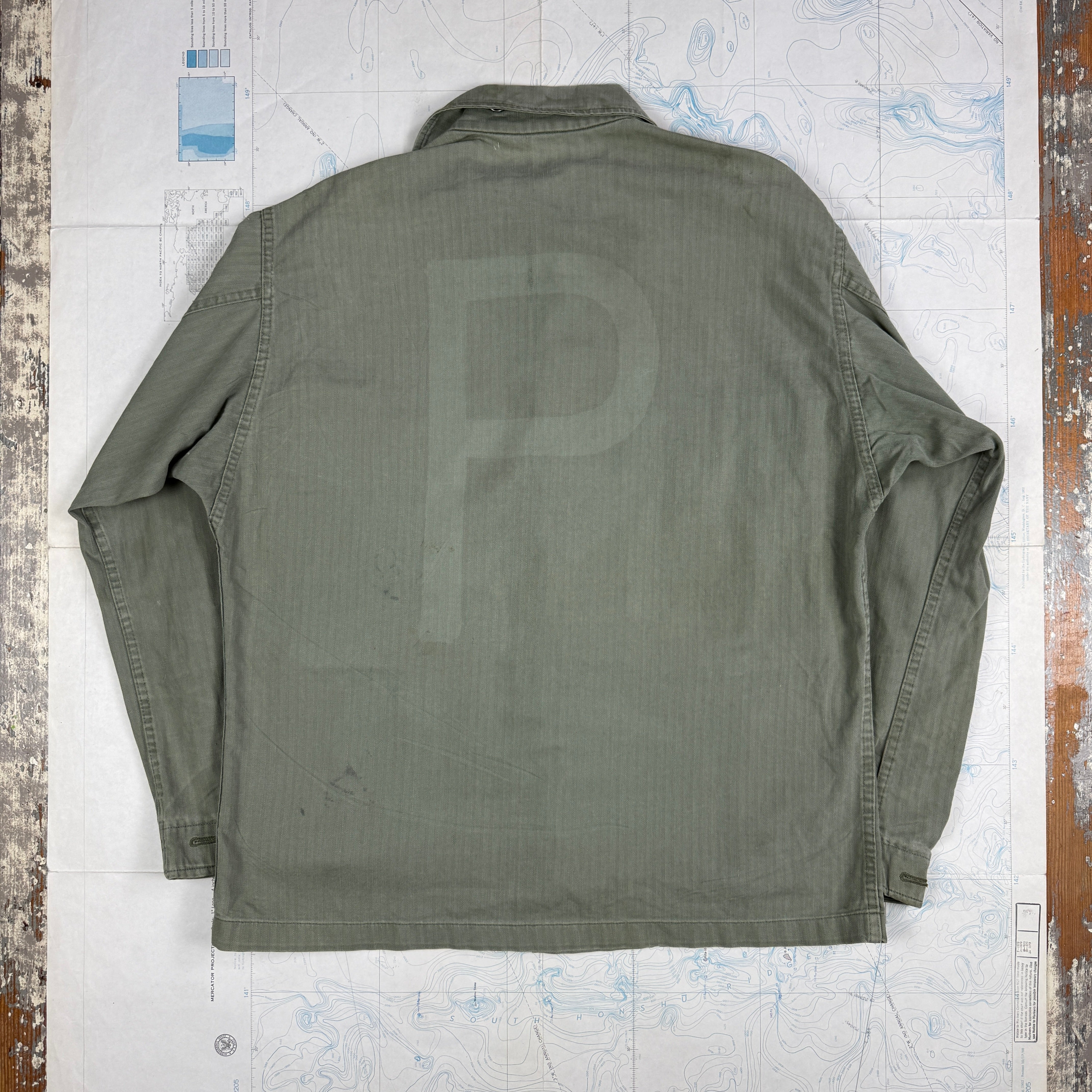 US Army WW2 HBT Fatigue Shirt with POW stencil