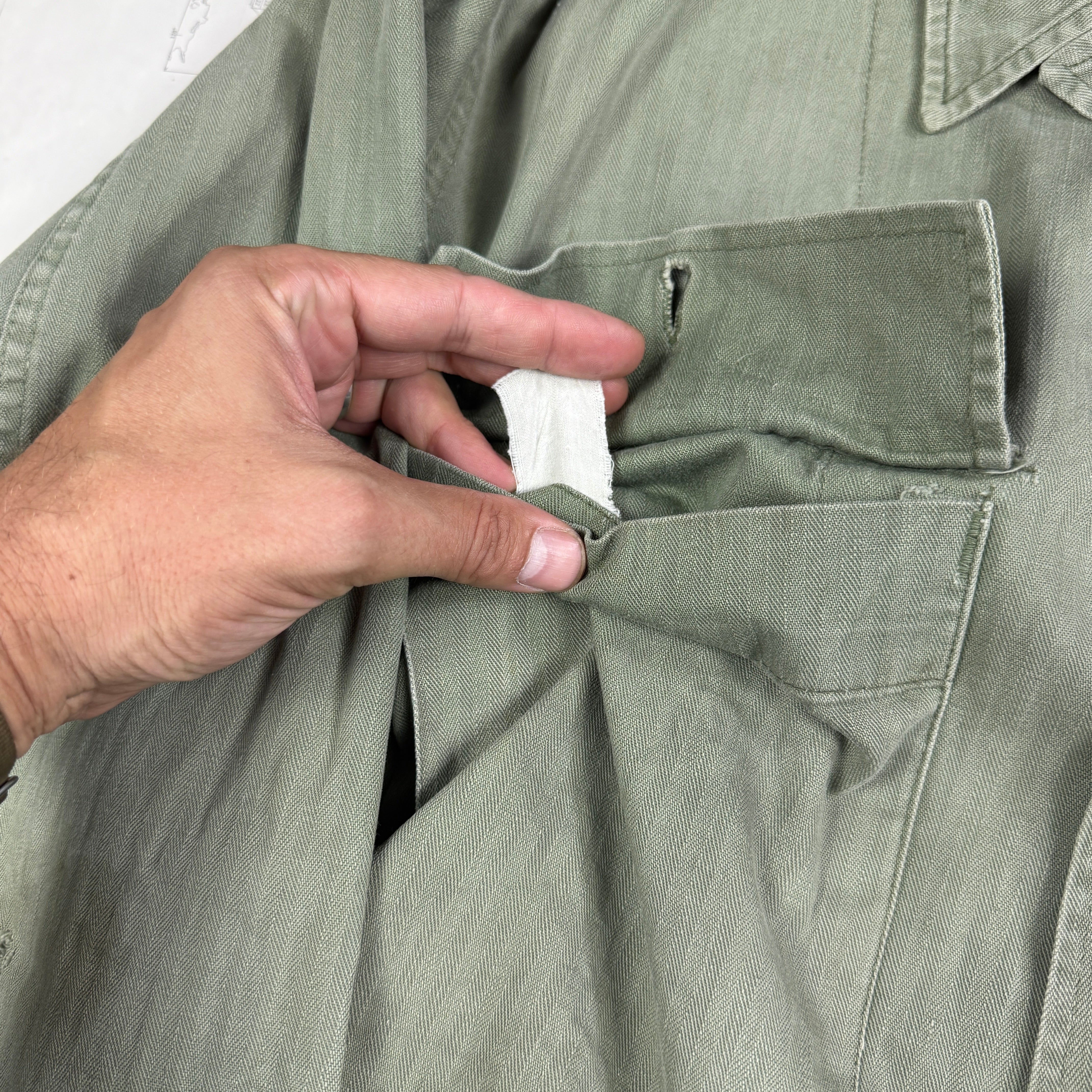 US Army WW2 HBT Fatigue Shirt with POW stencil