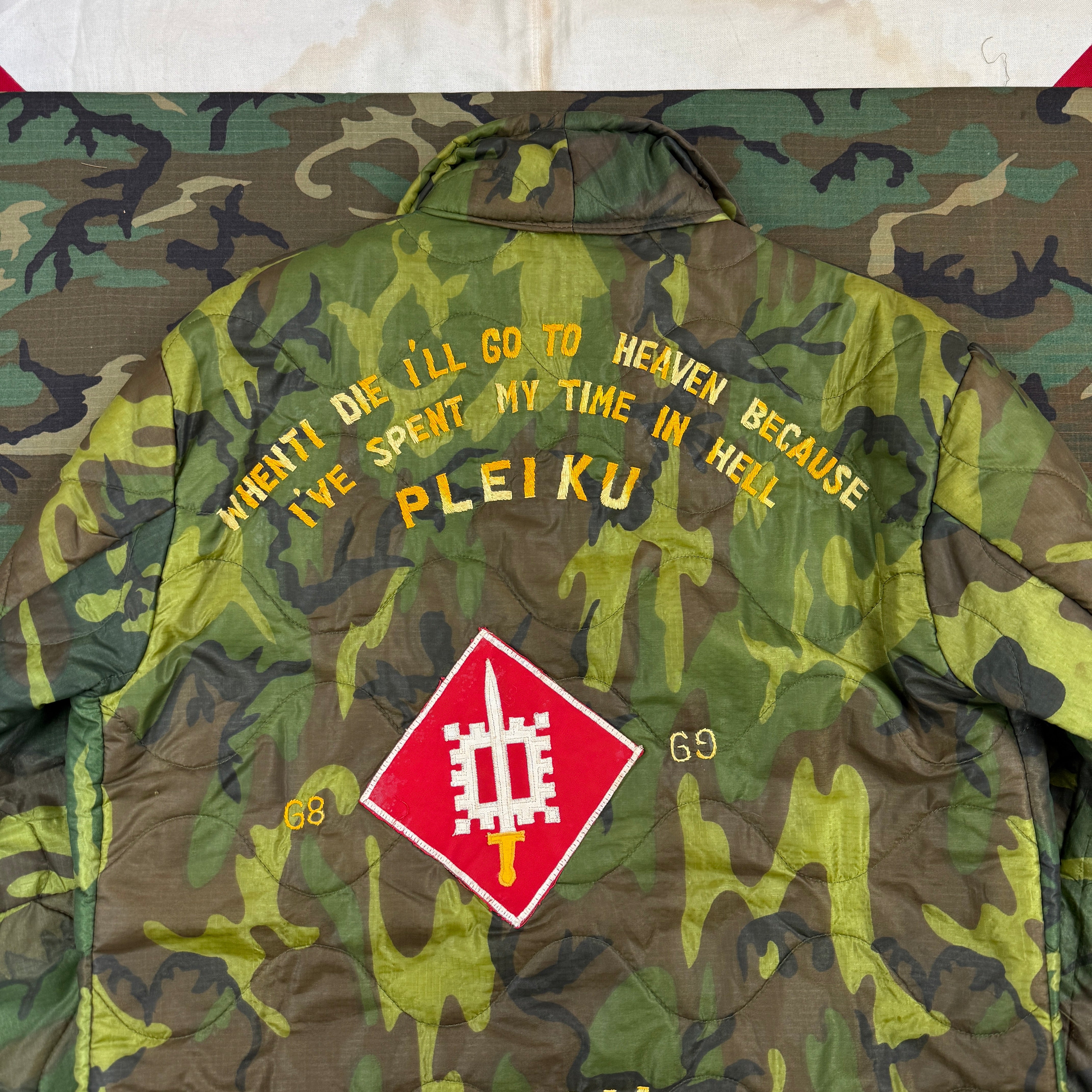 US Army 18th Engineer Brigade 1968/69 Vietnam Camo Souvenir Jacket - Mint Condition