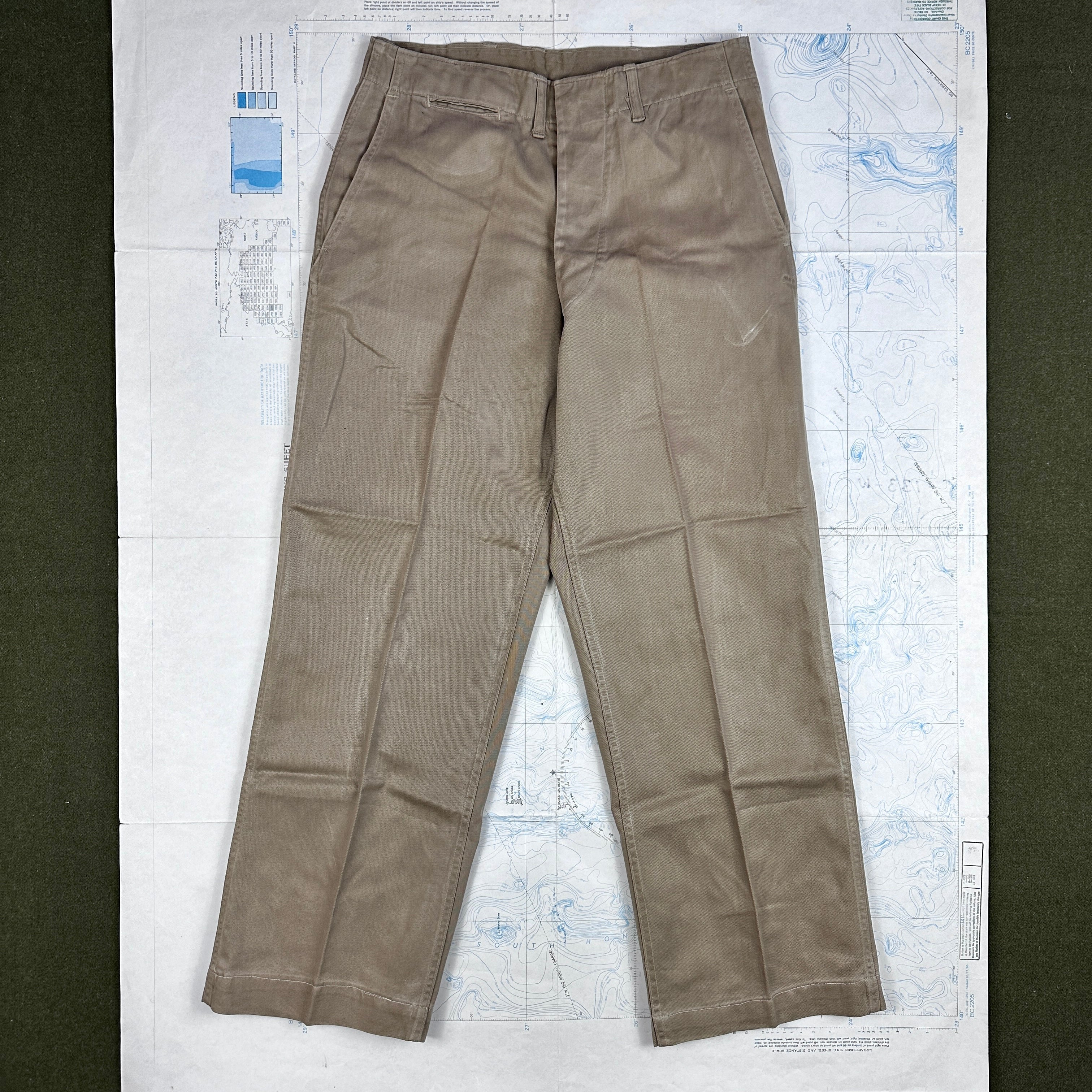 USMC WW2 Service Chino Trousers - Mint Condition - Named to KIA Marine Raider