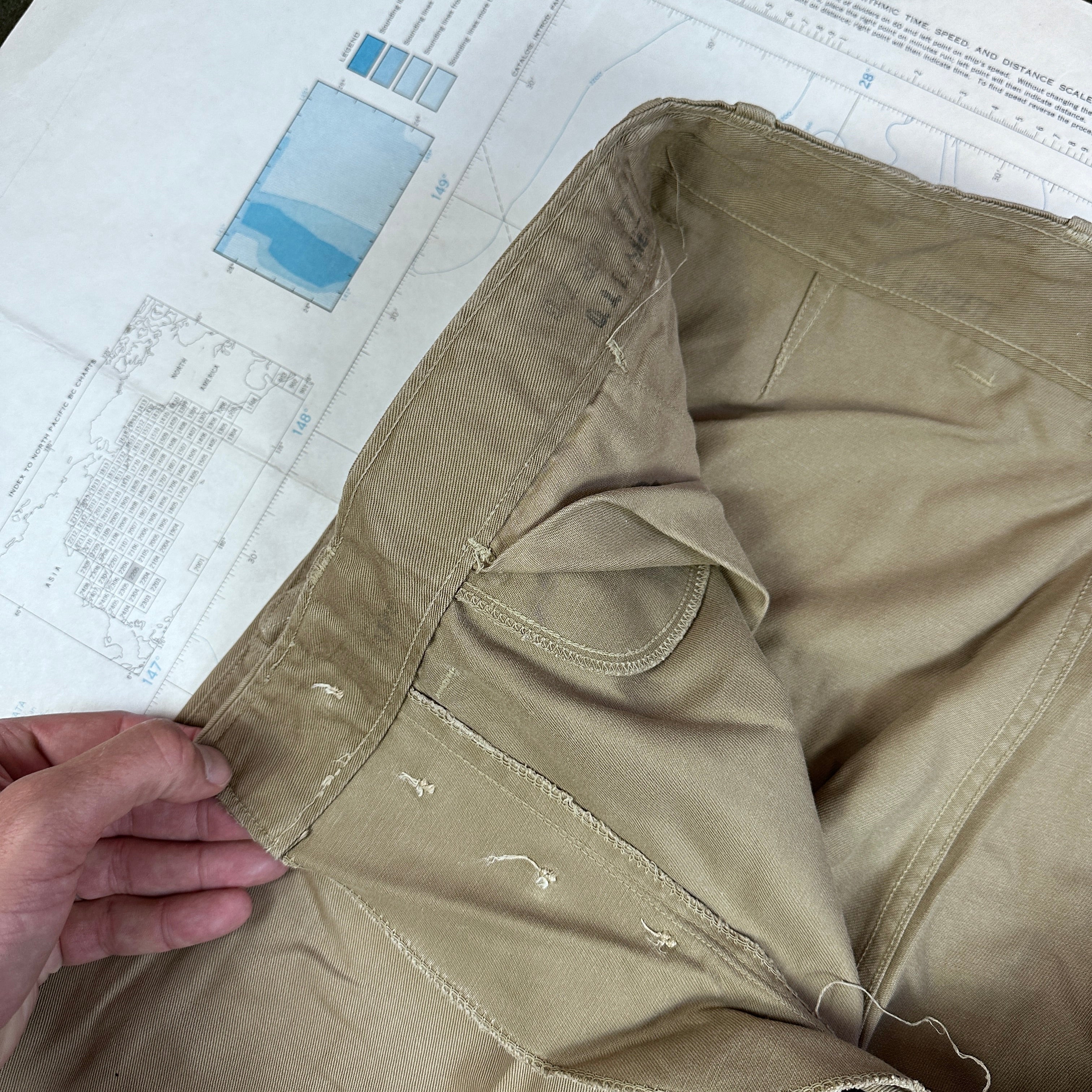 USMC WW2 Service Chino Trousers - Mint Condition - Named to KIA Marine Raider