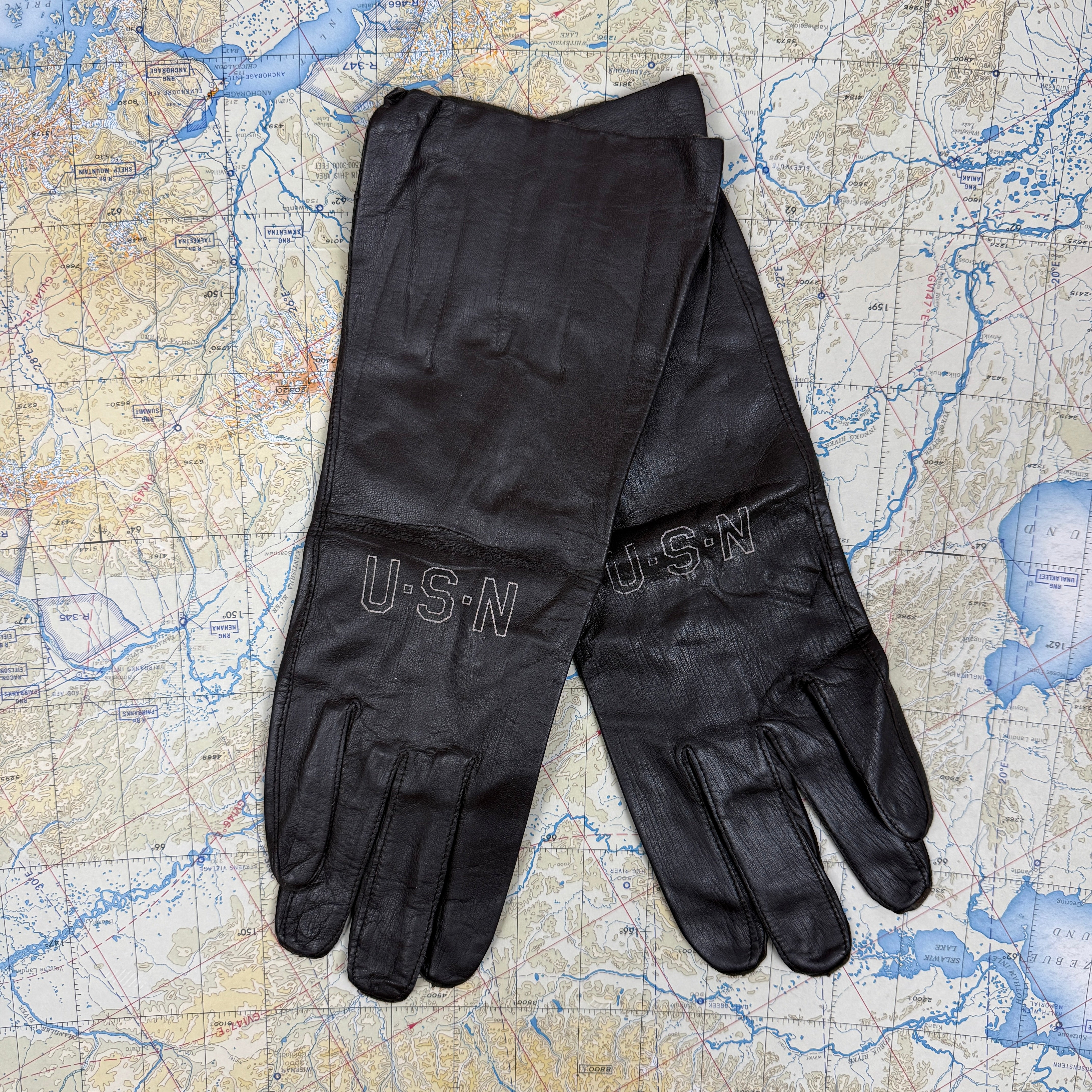 USN 1950s Leather B3A Flight Gloves - Unissued