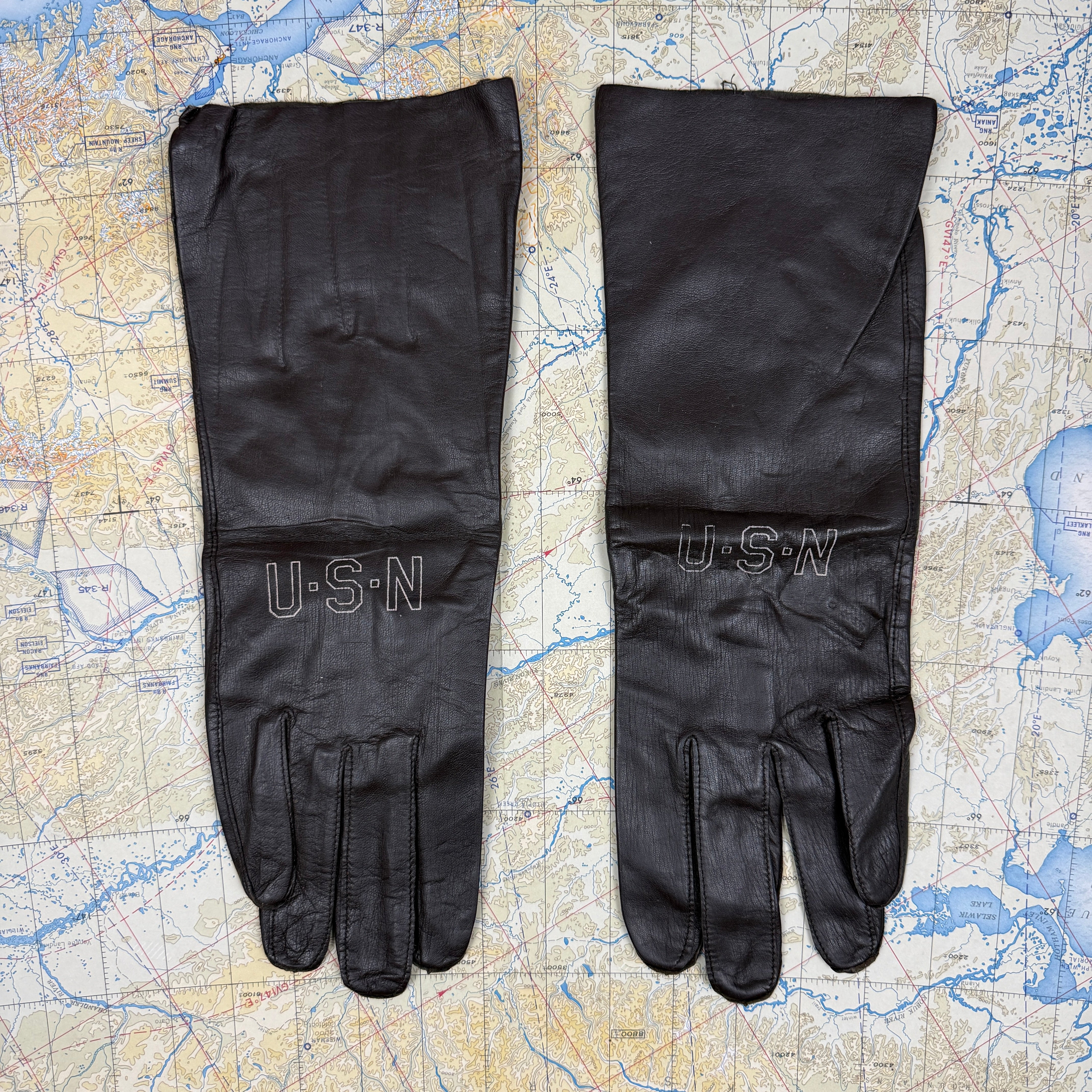 USN 1950s Leather B3A Flight Gloves - Unissued