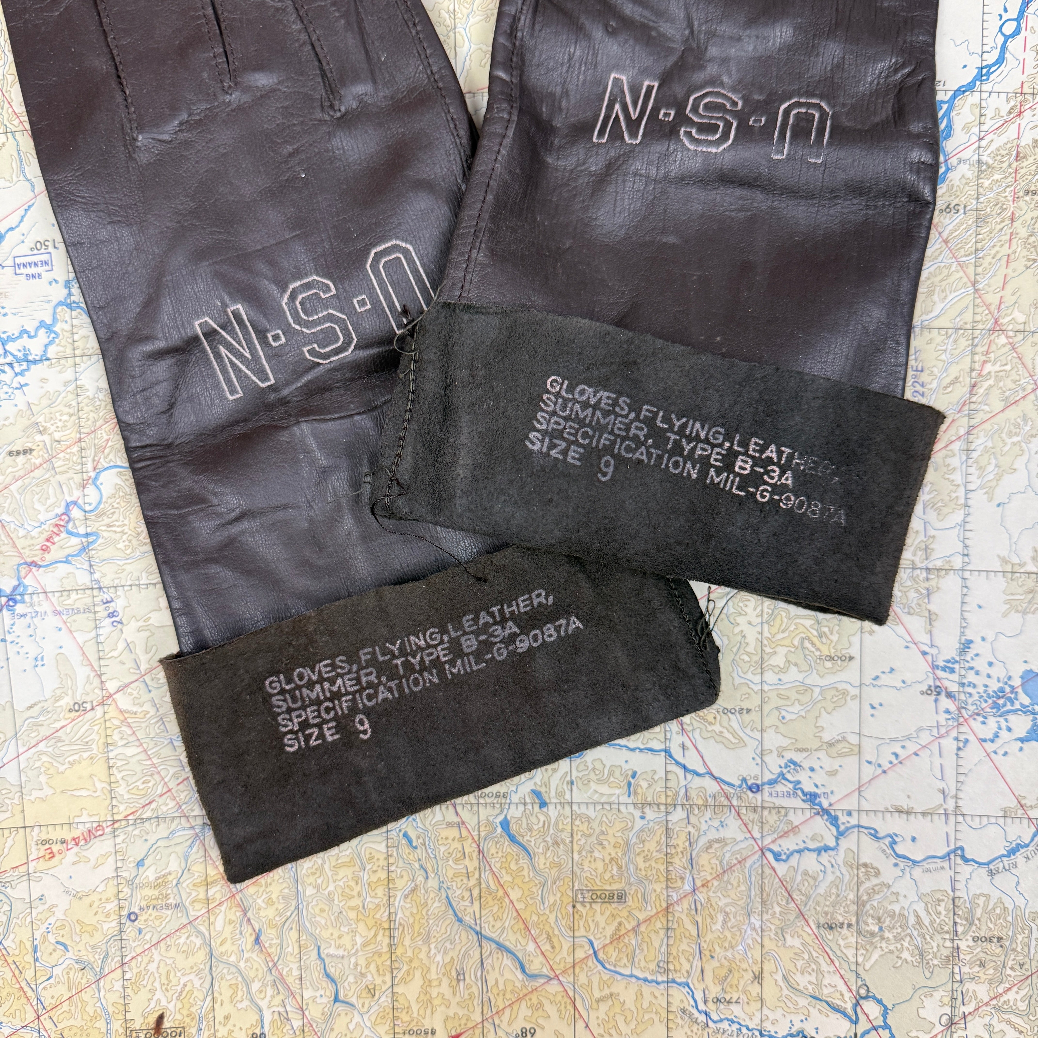USN 1950s Leather B3A Flight Gloves - Unissued