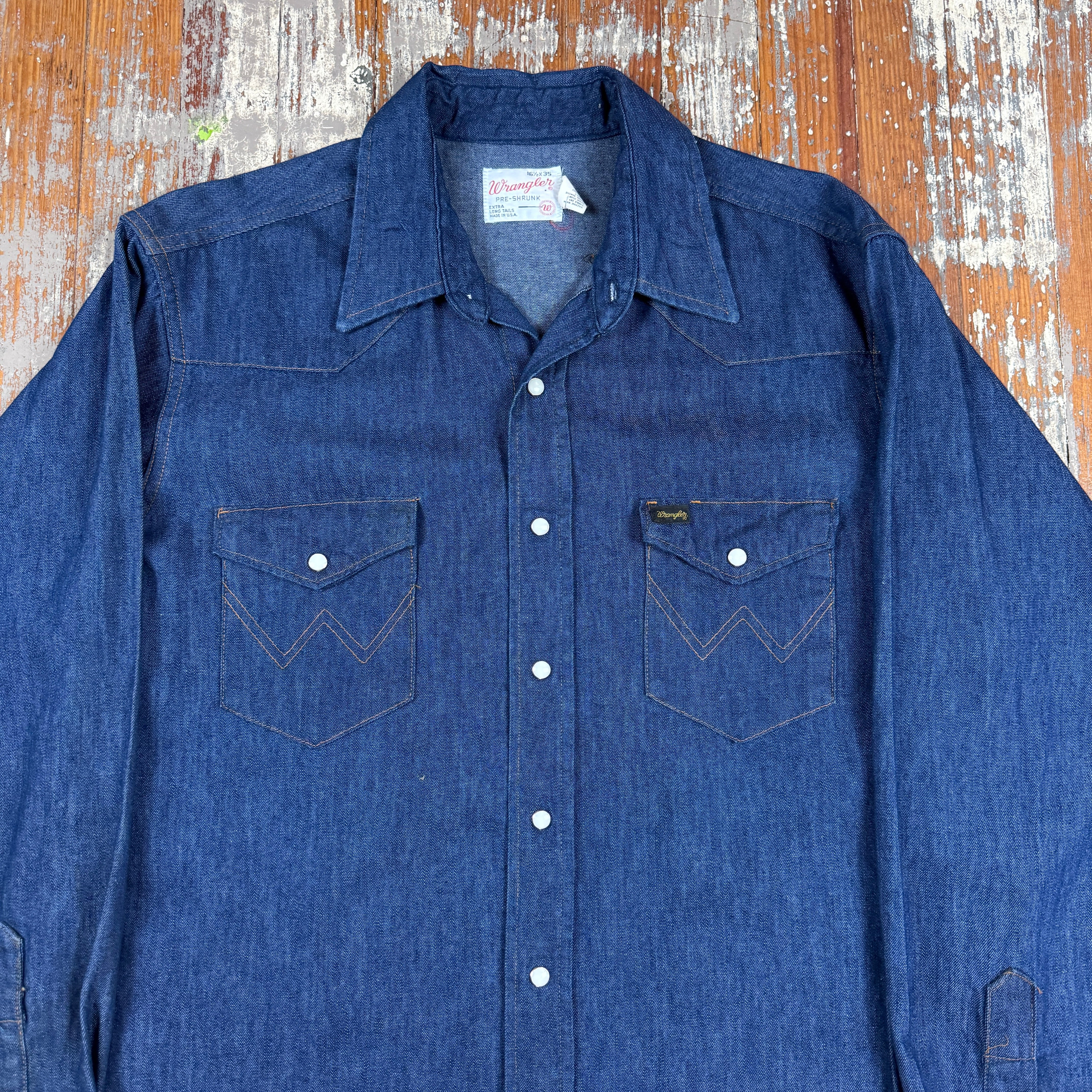 Wrangler 27MW 1970s Denim Western Shirt