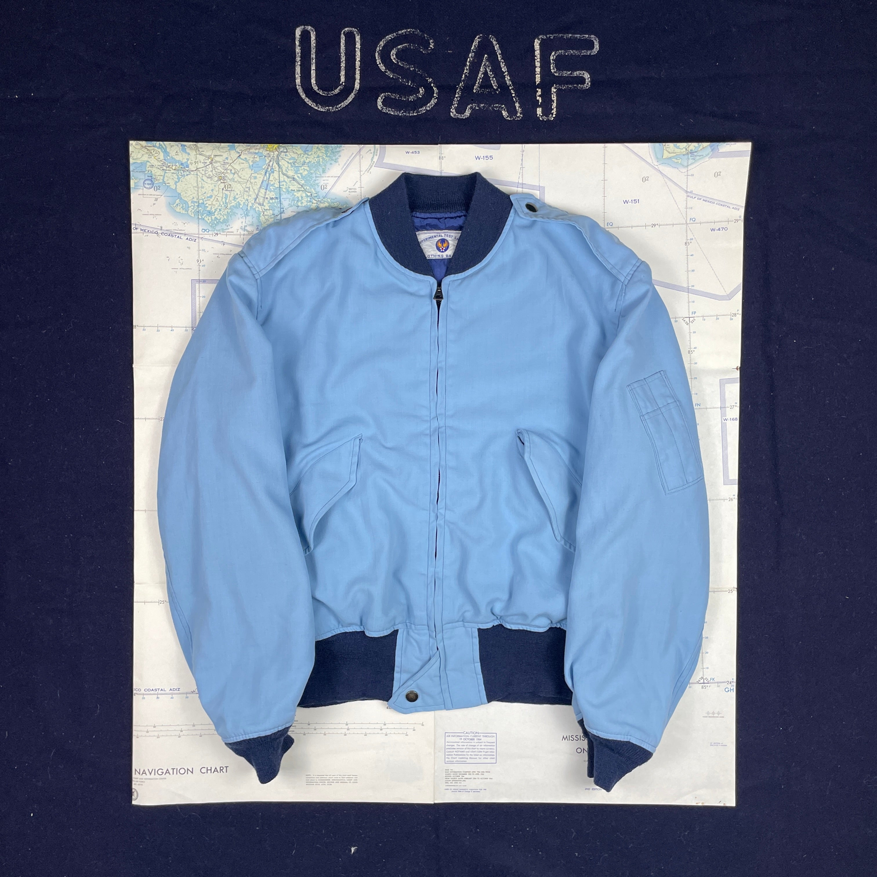 US Air Force 1960s Baby Blue Experimental Test Sample Officer's Flight Jacket