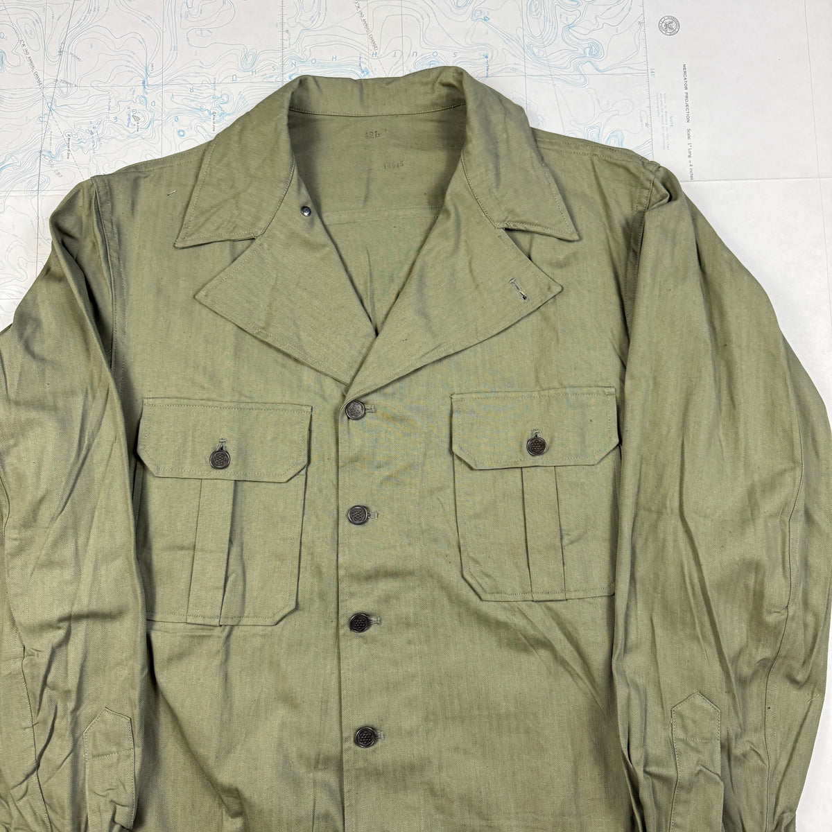 US Army Pre-War HBT Fatigue Shirt Deadstock Size 42L