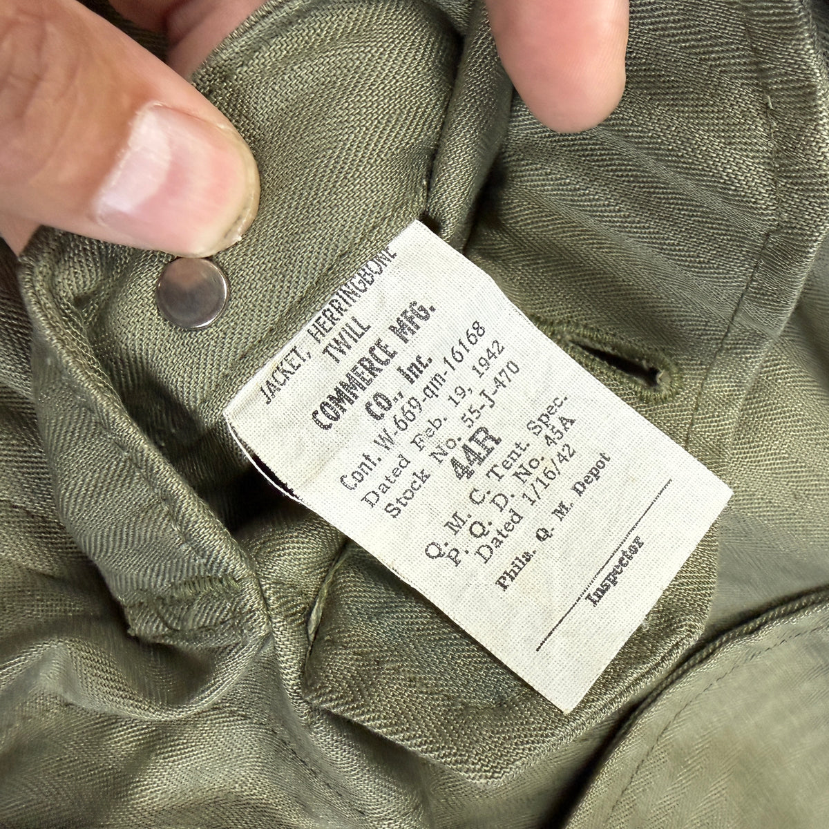 US Army Pre-War HBT Fatigue Shirt Deadstock Size 44