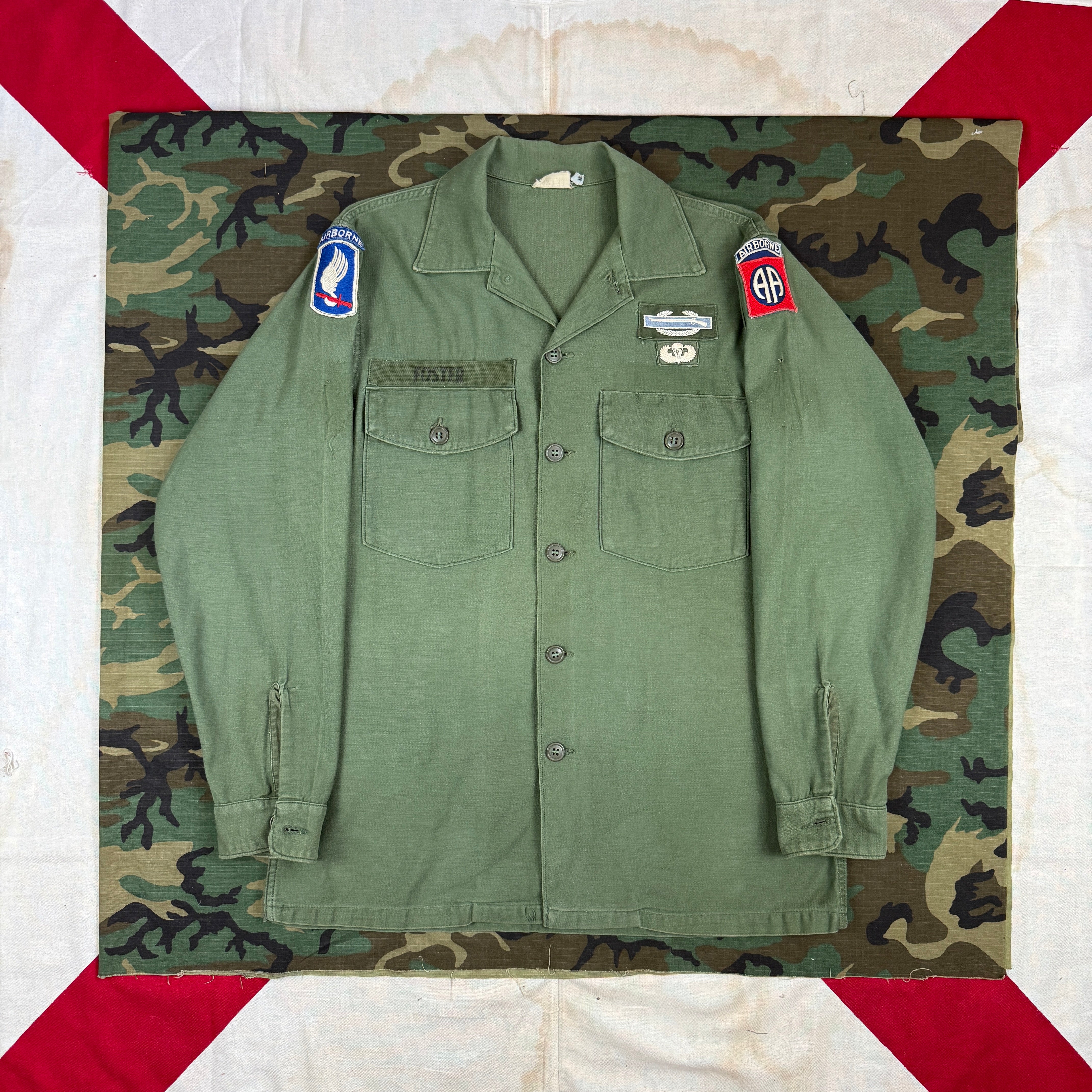 US Army Airborne OG107 Shirt with In-Country Made 82nd Patch