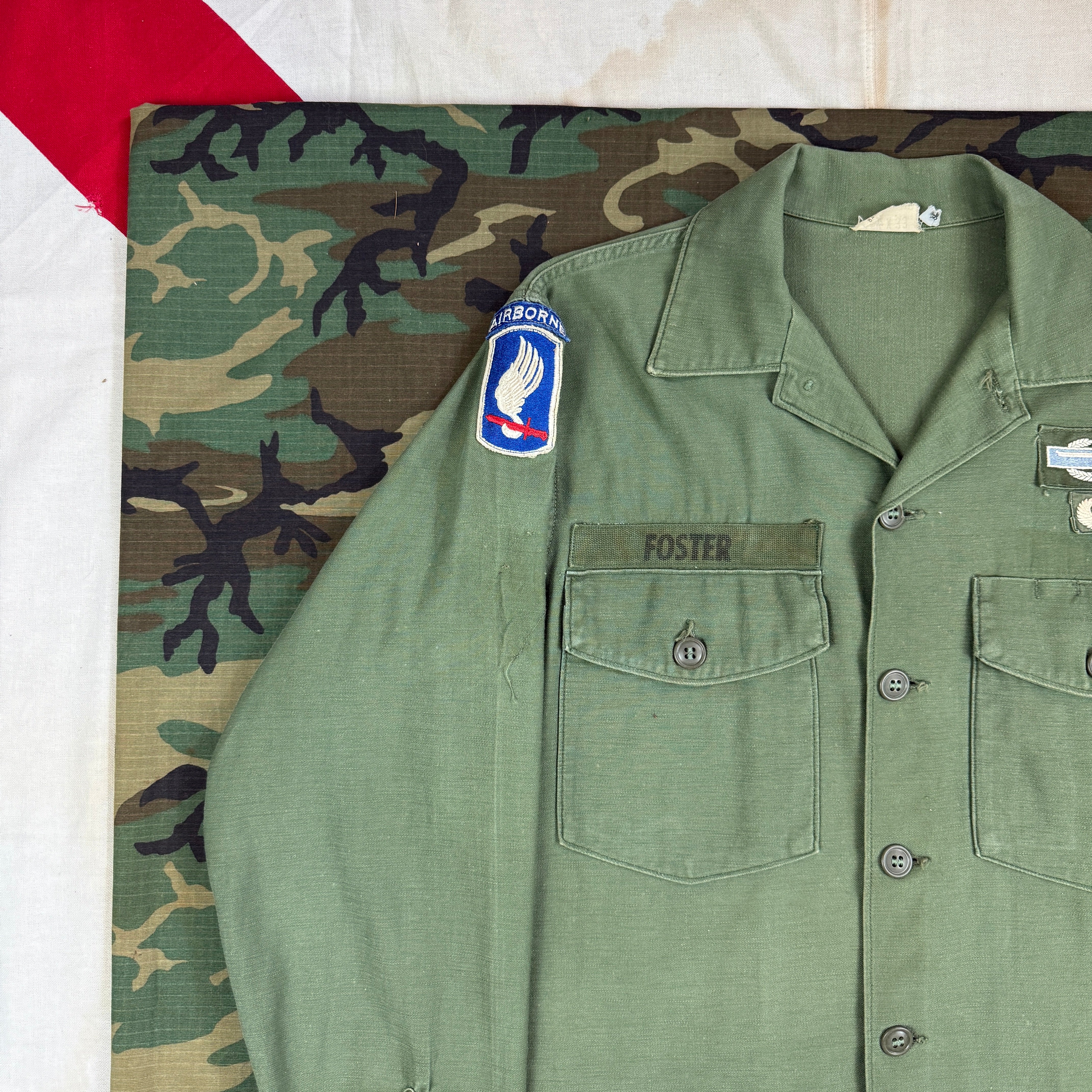US Army Airborne OG107 Shirt with In-Country Made 82nd Patch
