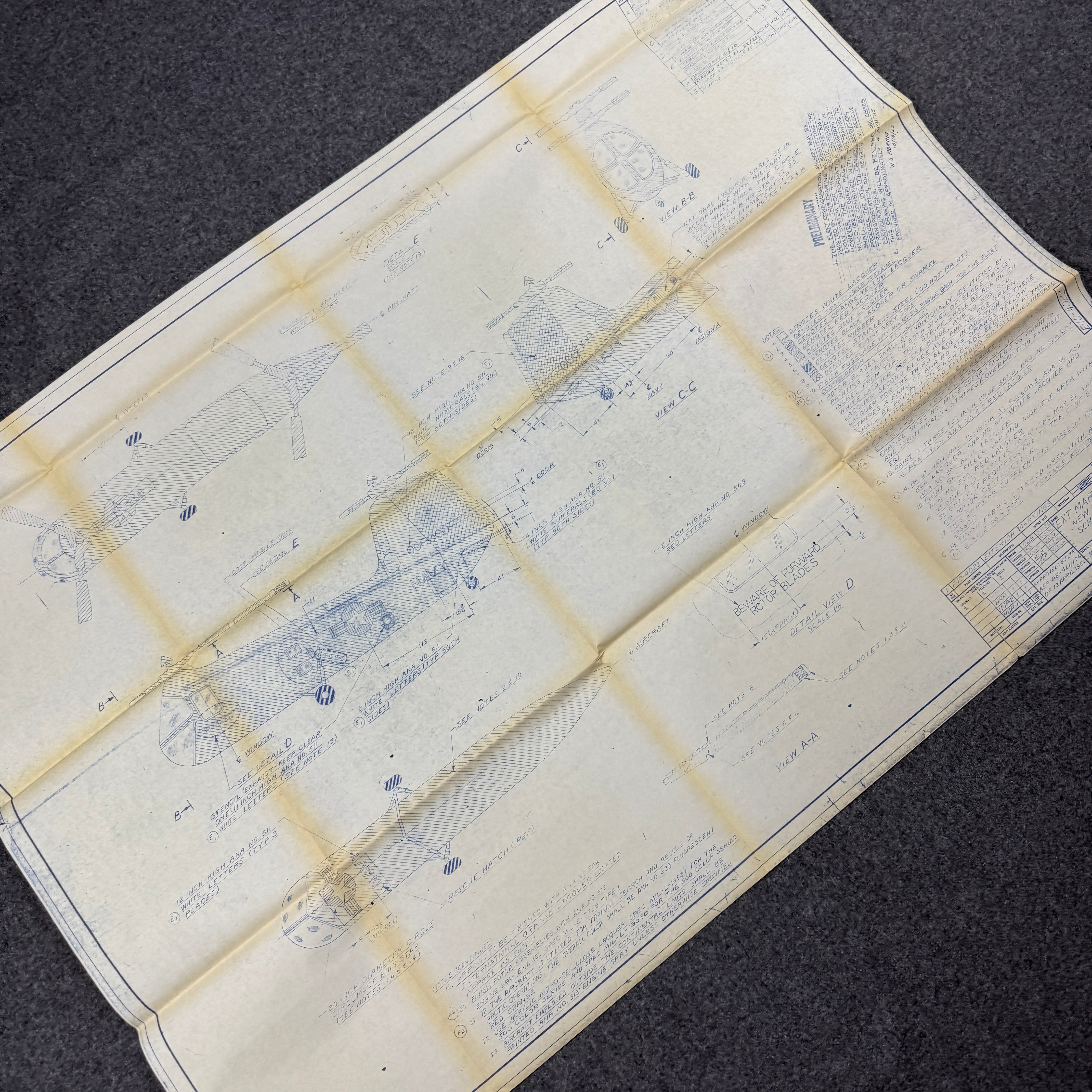 US Navy 1956 Piasecki HUP Retriever Blueprint