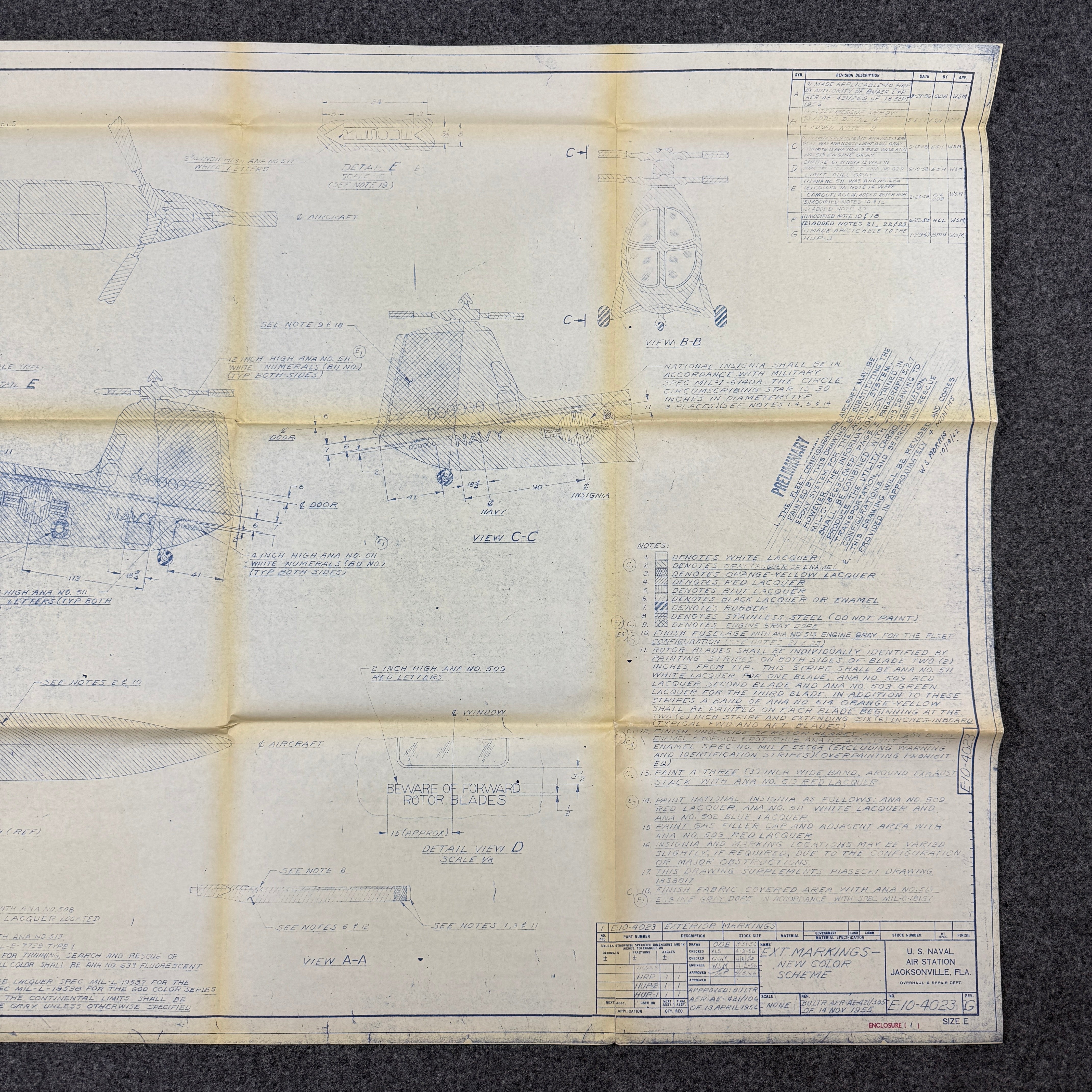 US Navy 1956 Piasecki HUP Retriever Blueprint