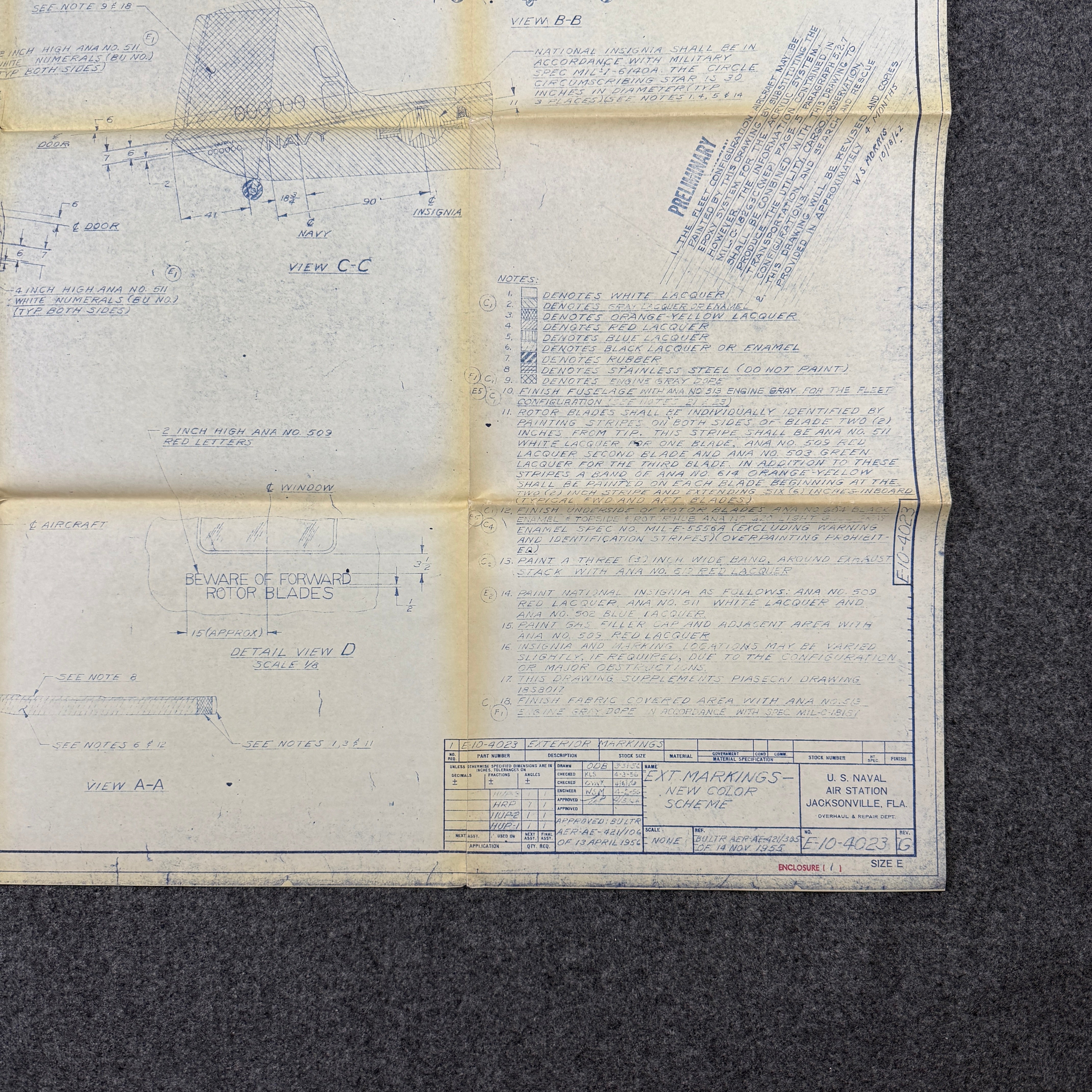 US Navy 1956 Piasecki HUP Retriever Blueprint