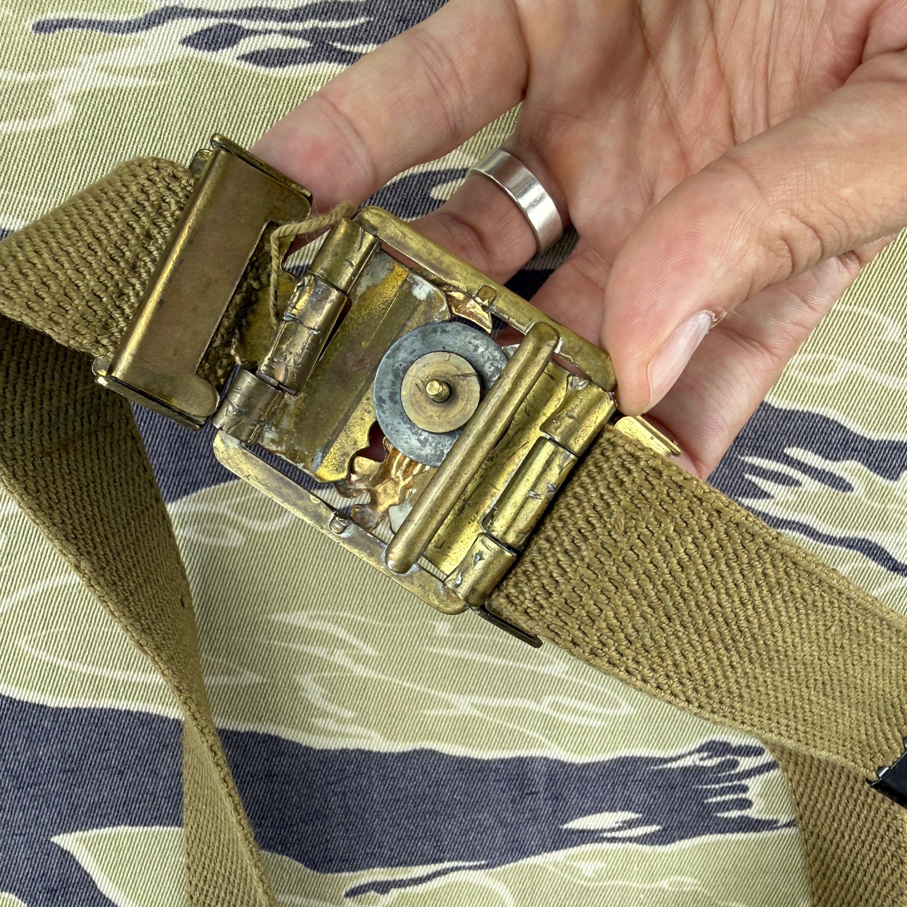 USMC Brass Belt Buckle with Web Belt