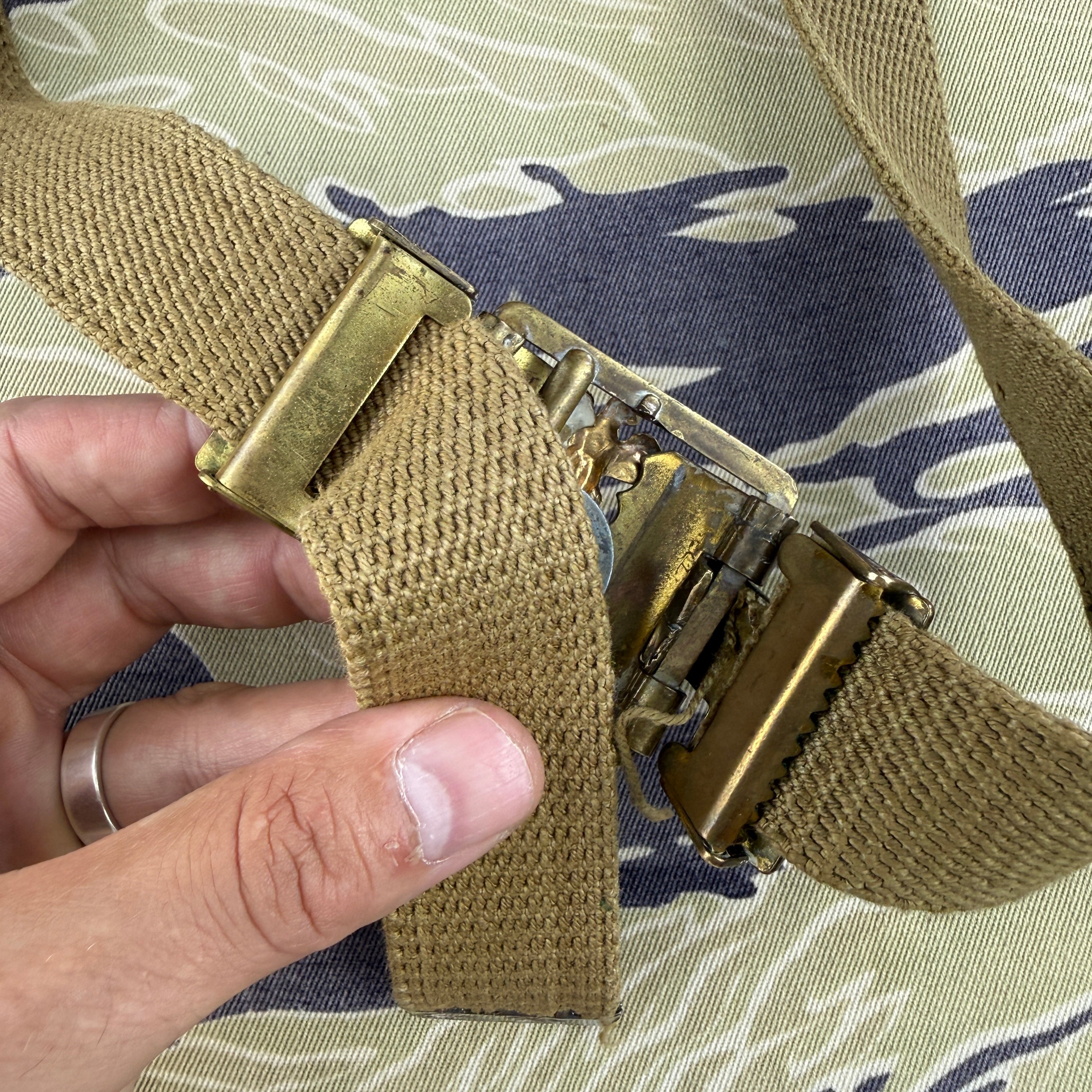 USMC Brass Belt Buckle with Web Belt