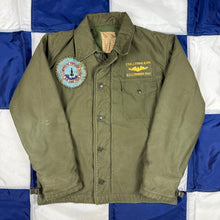 Load image into Gallery viewer, US Navy Early Pattern A2 Deck Jacket with Patches - Size Medium
