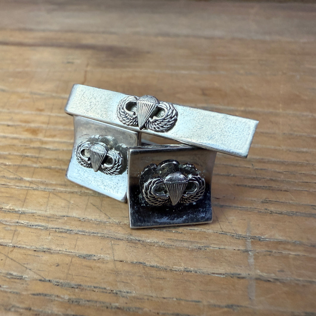 US Army Airborne Cufflink & Tie Clip Set