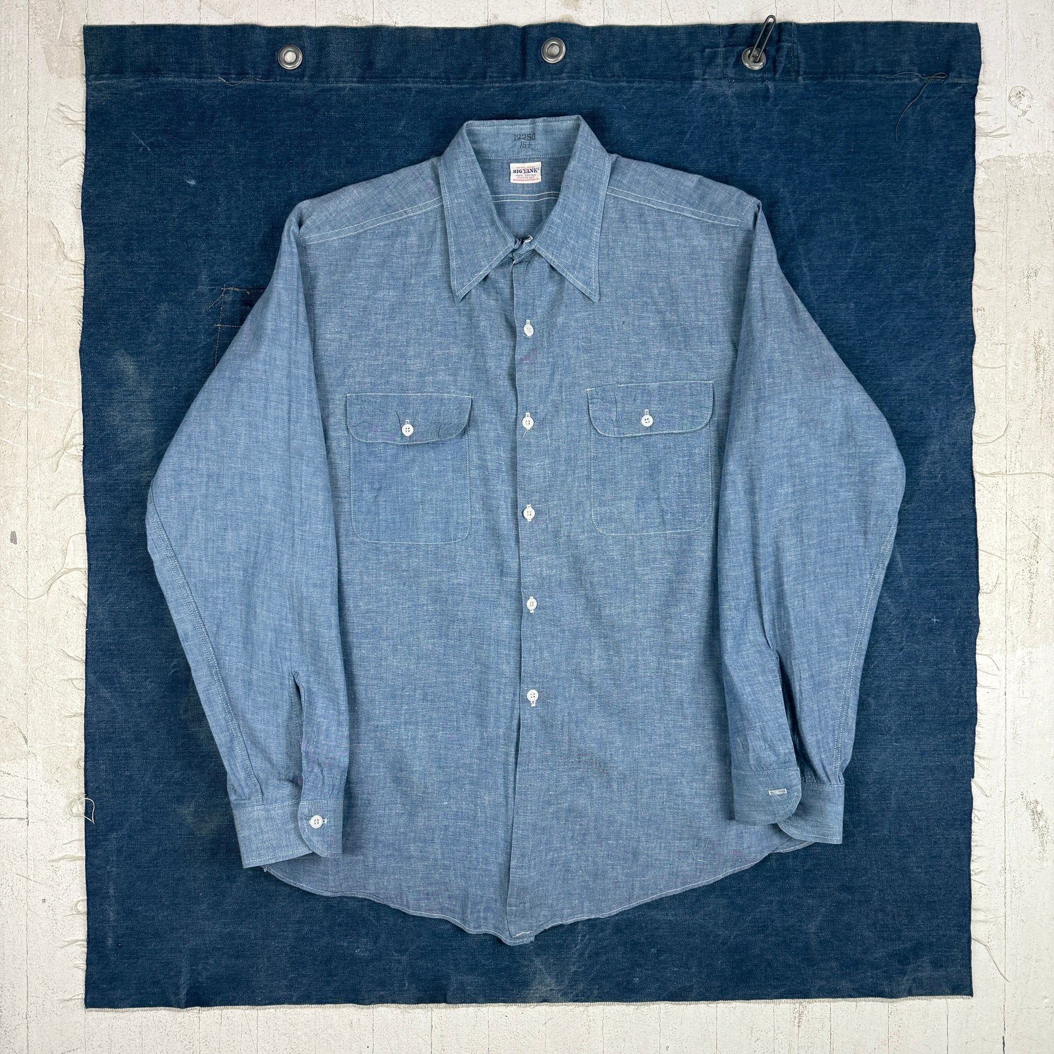 Chemise Vintage Années 50 Penney's Big Mac Chambray - Sel Et Poivre - Rare Deadstock Taille M