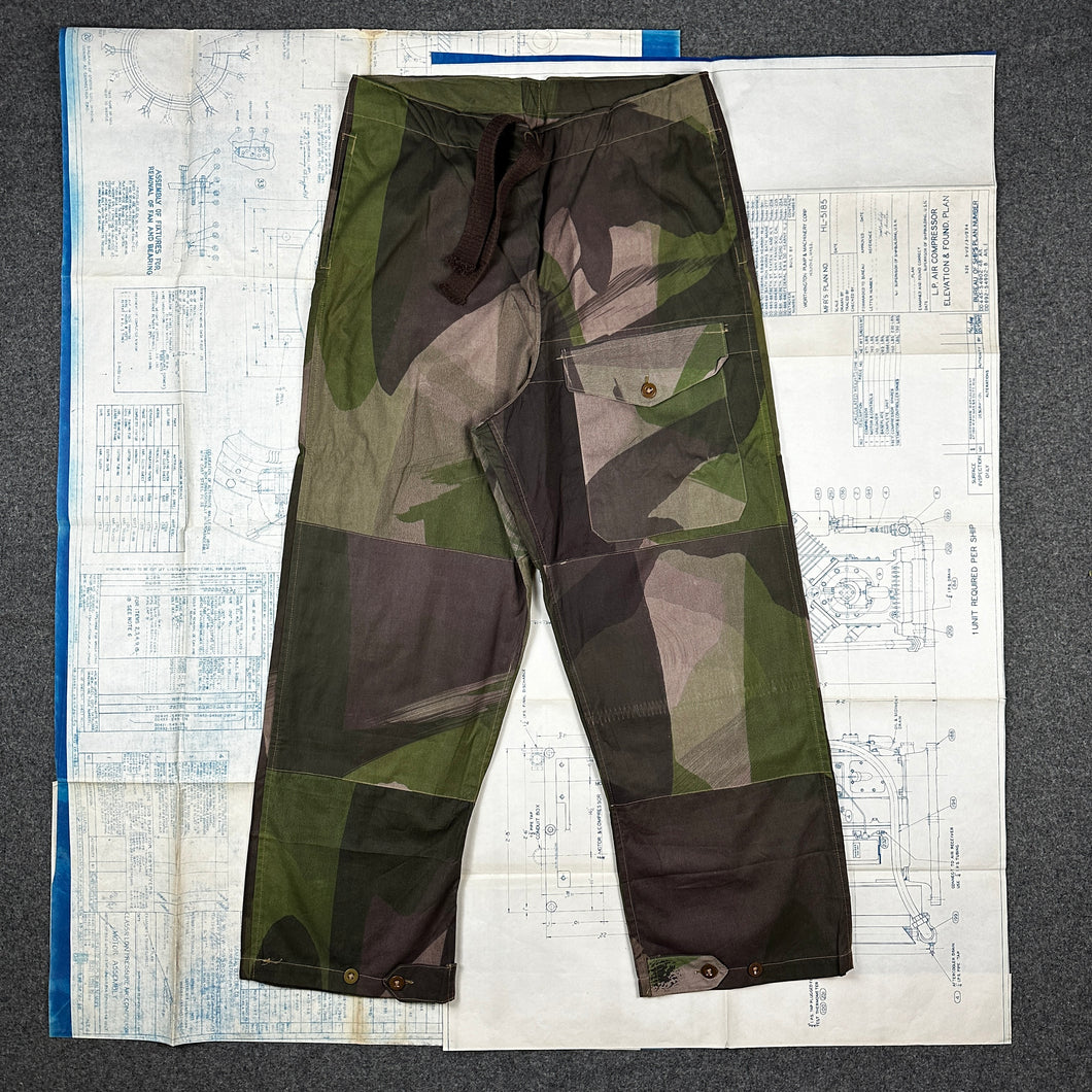British Army WW2 Windproof Camo Trousers - Size 1 - Deadstock