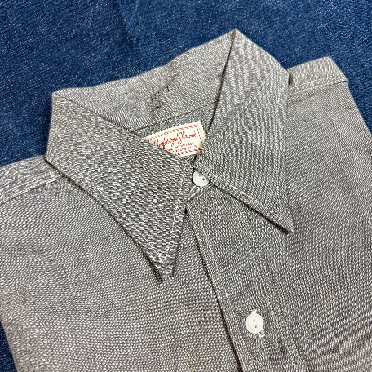 Grey 1940s/50s Chambray Shirt - Deadstock