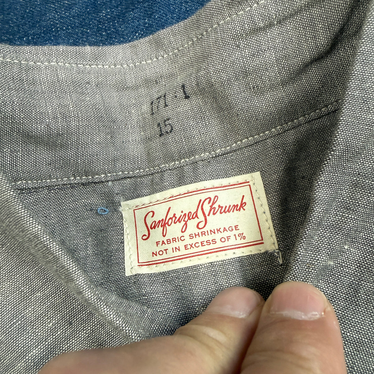 Grey 1940s/50s Chambray Shirt - Deadstock