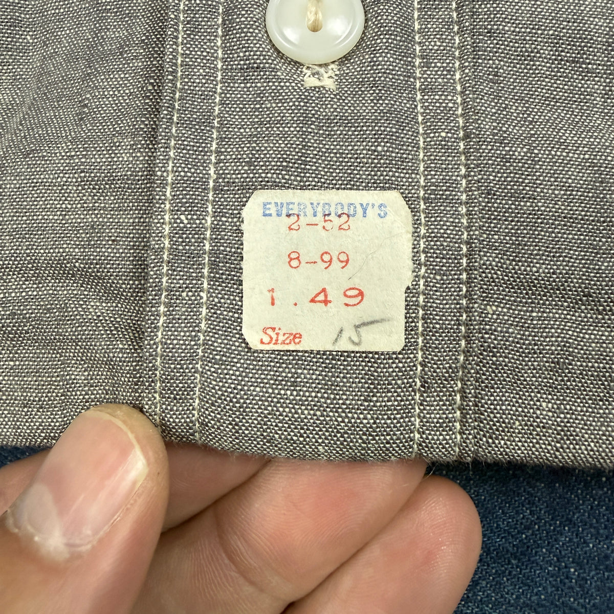 Grey 1940s/50s Chambray Shirt - Deadstock