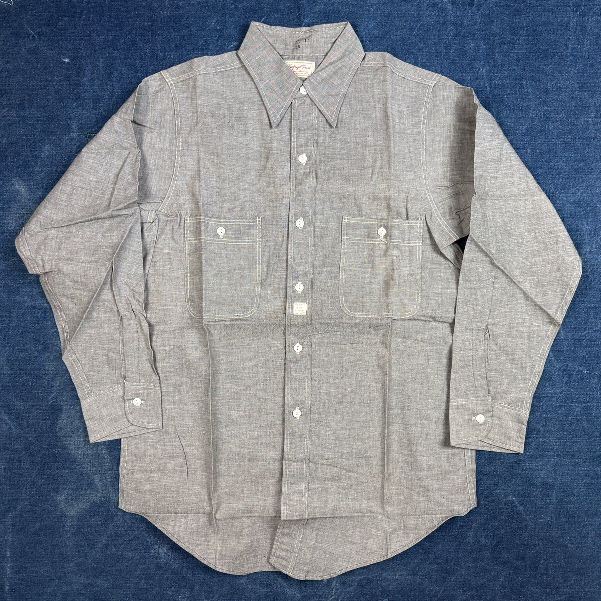 Grey 1940s/50s Chambray Shirt - Deadstock