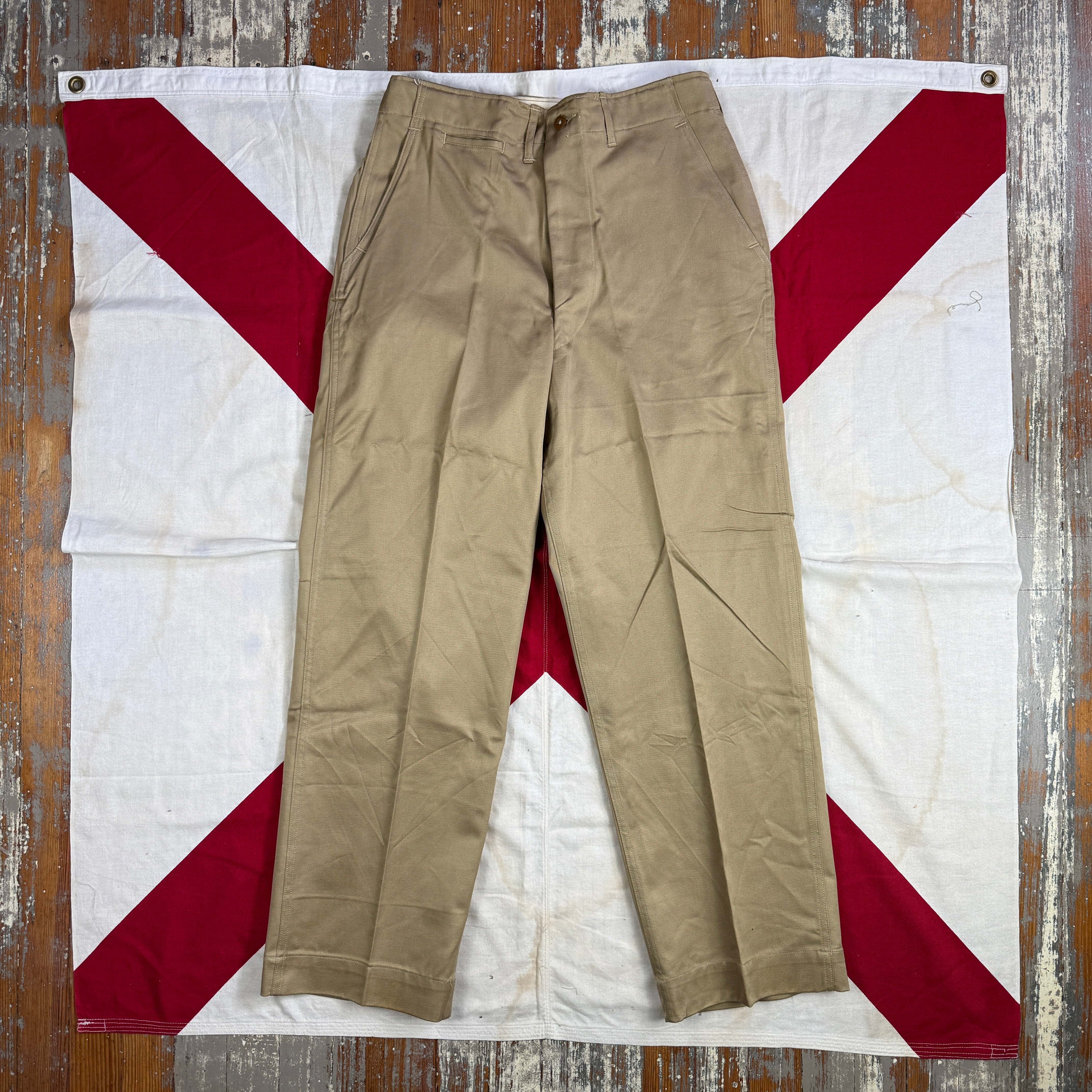 US Army WW2 1945 Pattern Chino Trousers - Size 34 - Deadstock