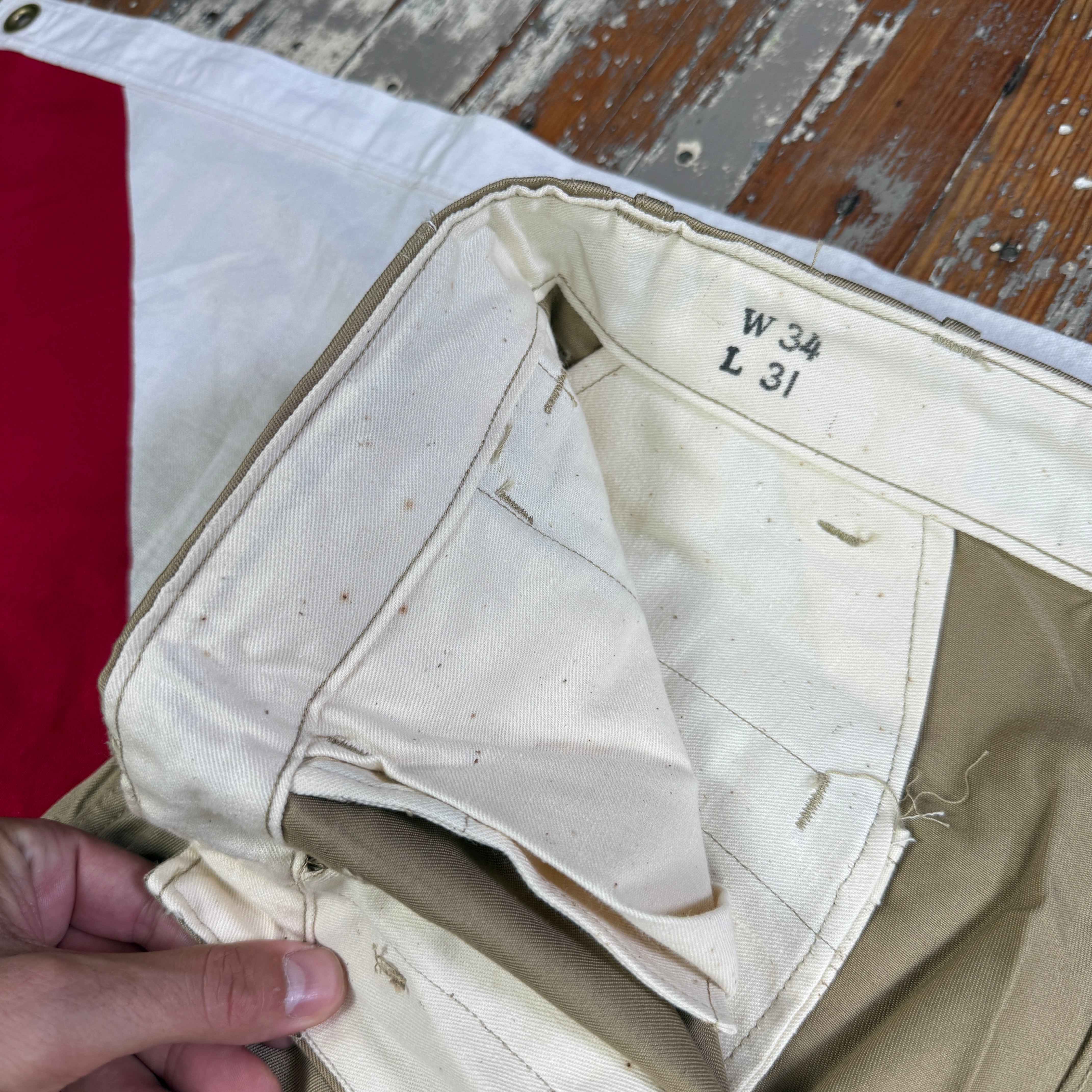 US Army WW2 1945 Pattern Chino Trousers - Size 34 - Deadstock