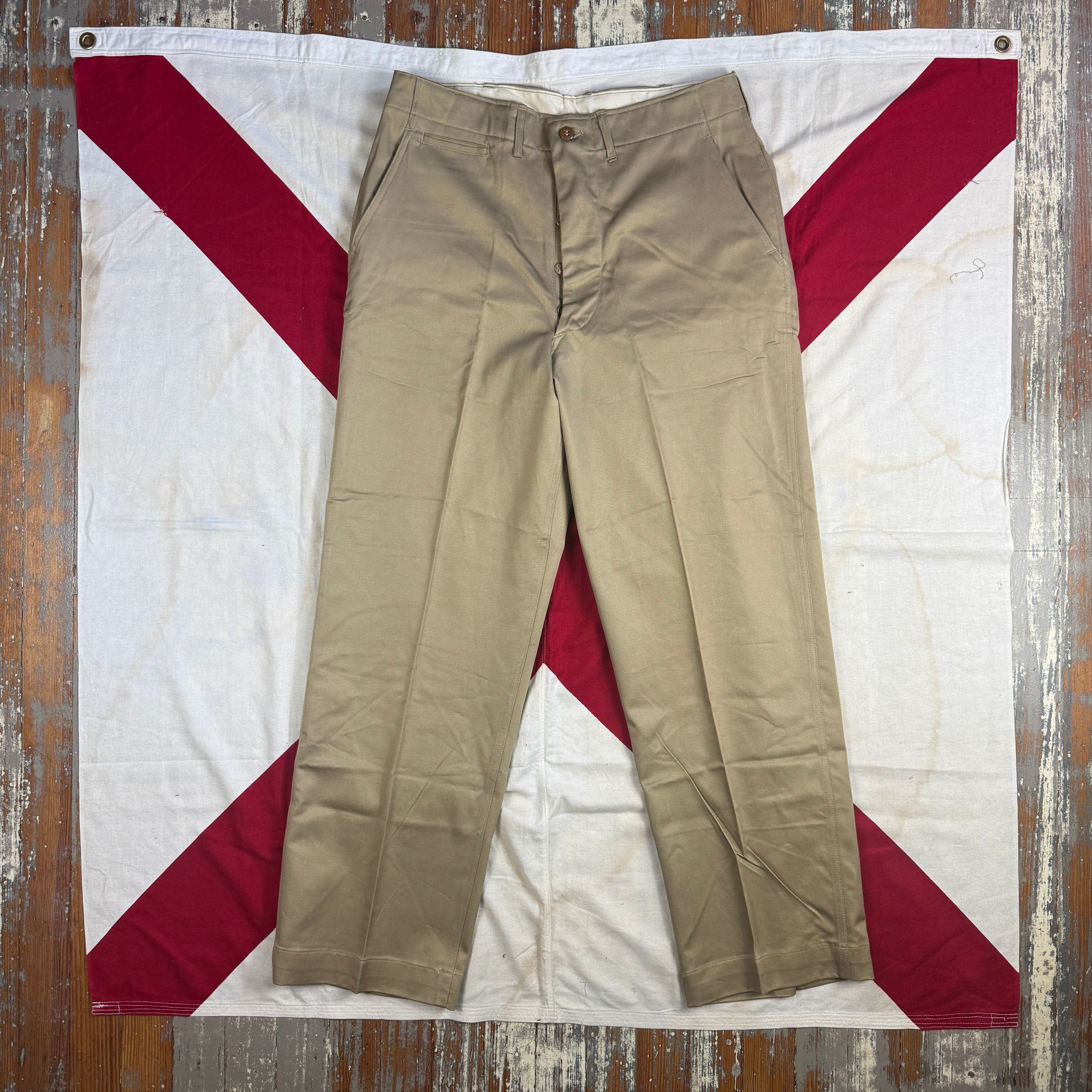 US Army WW2 1943 Pattern Chino Trousers - Size 34 - Deadstock