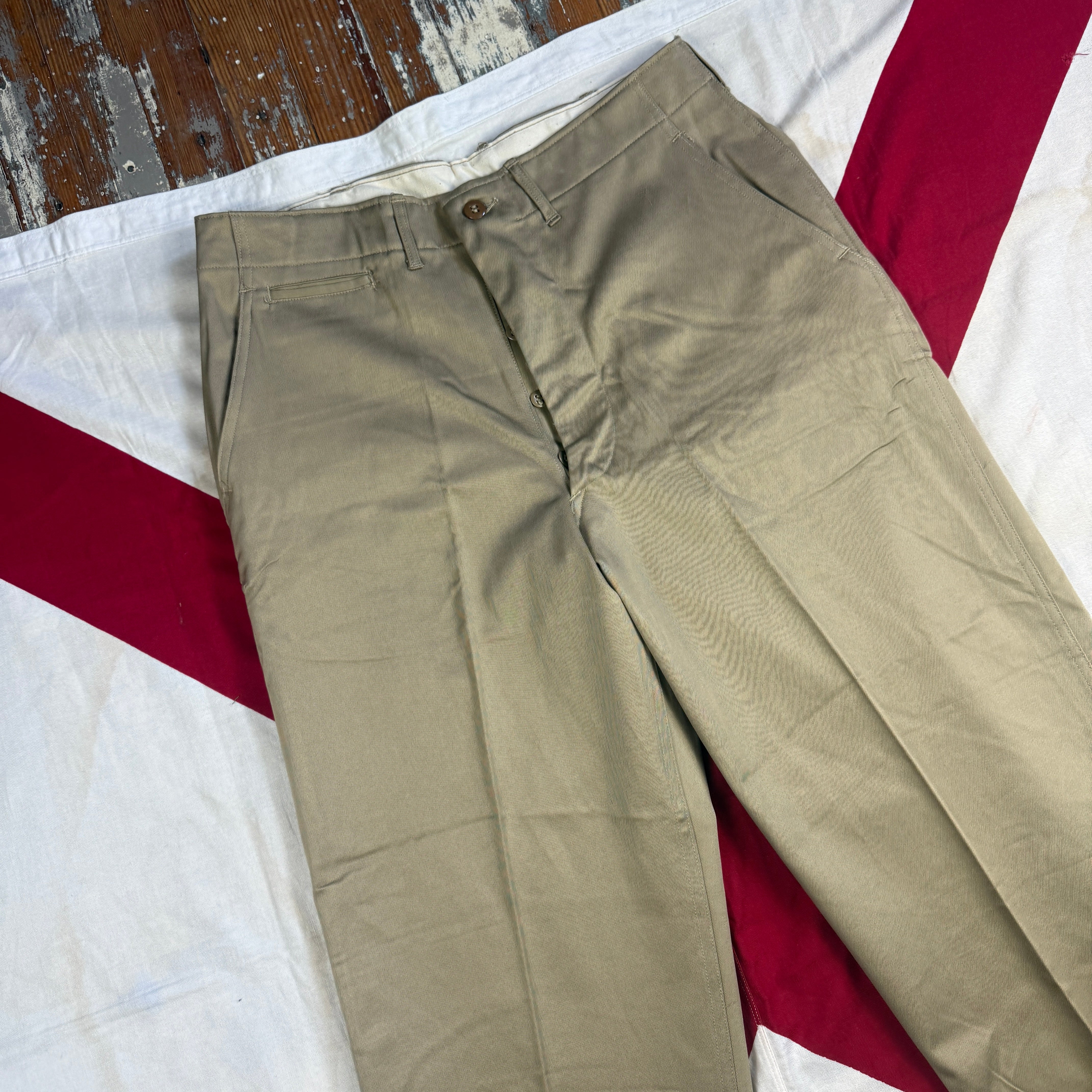 US Army WW2 1943 Pattern Chino Trousers - Size 34 - Deadstock
