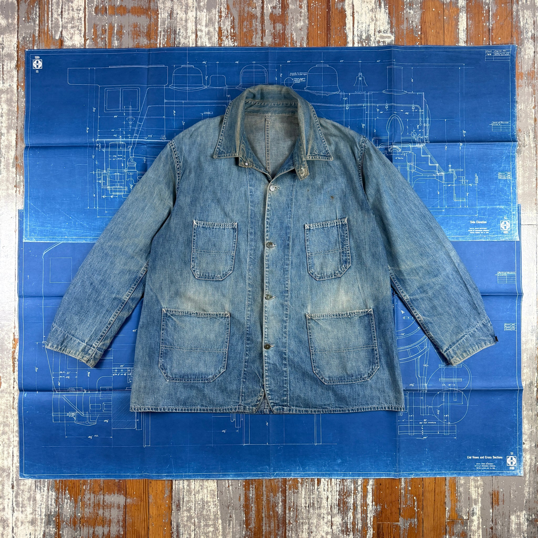 ジャケット・アウター 30's DUCK HEAD DENIM COVERALL CHINSTRAP Chin Strap 1930s Chore Jacket – The Major's Tailor