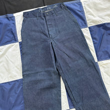 Load image into Gallery viewer, Deadstock US Navy WW2 Denim Dungaree Pants Size 30x34
