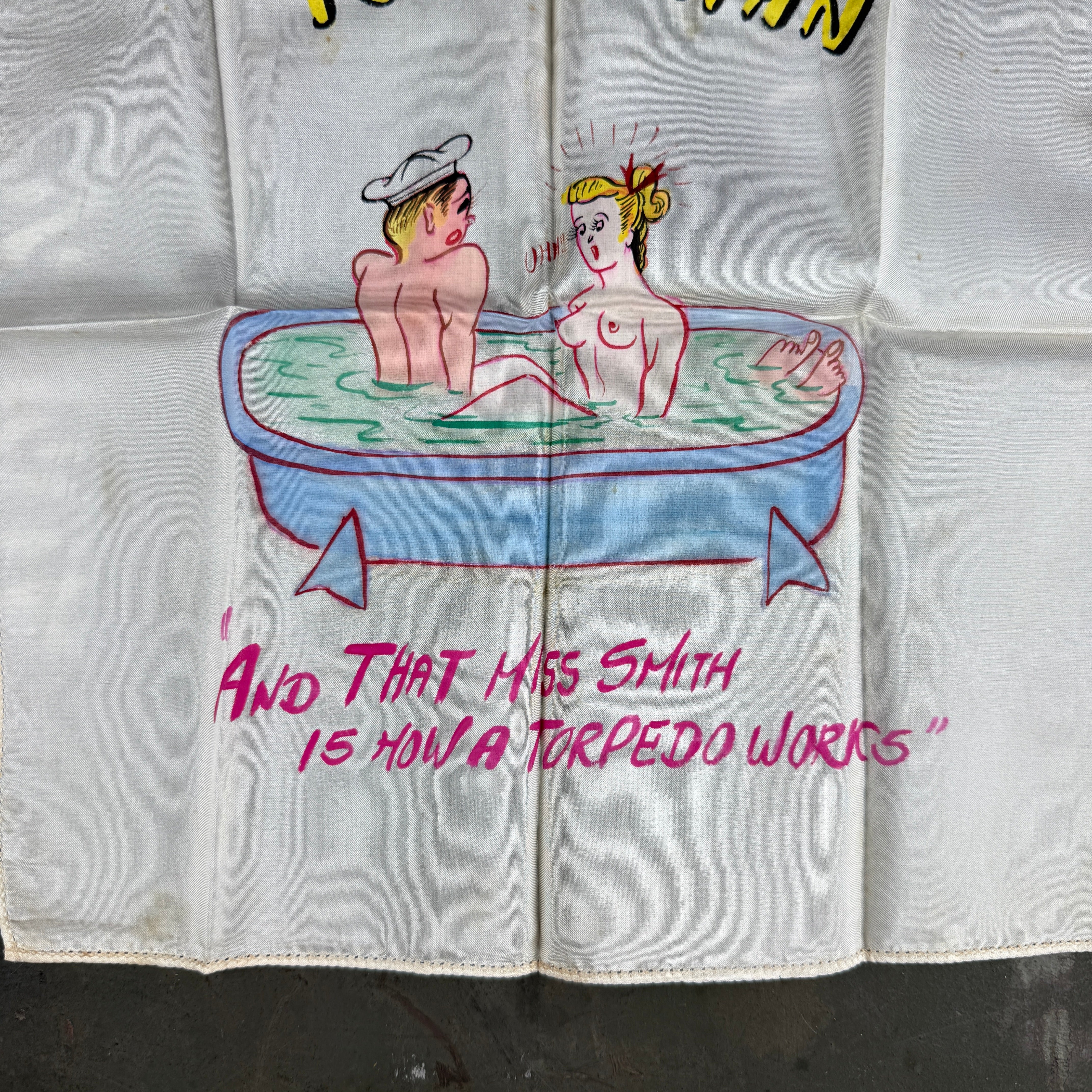 1950s Hand-Painted Handkerchiefs with US Navy 'Theme'