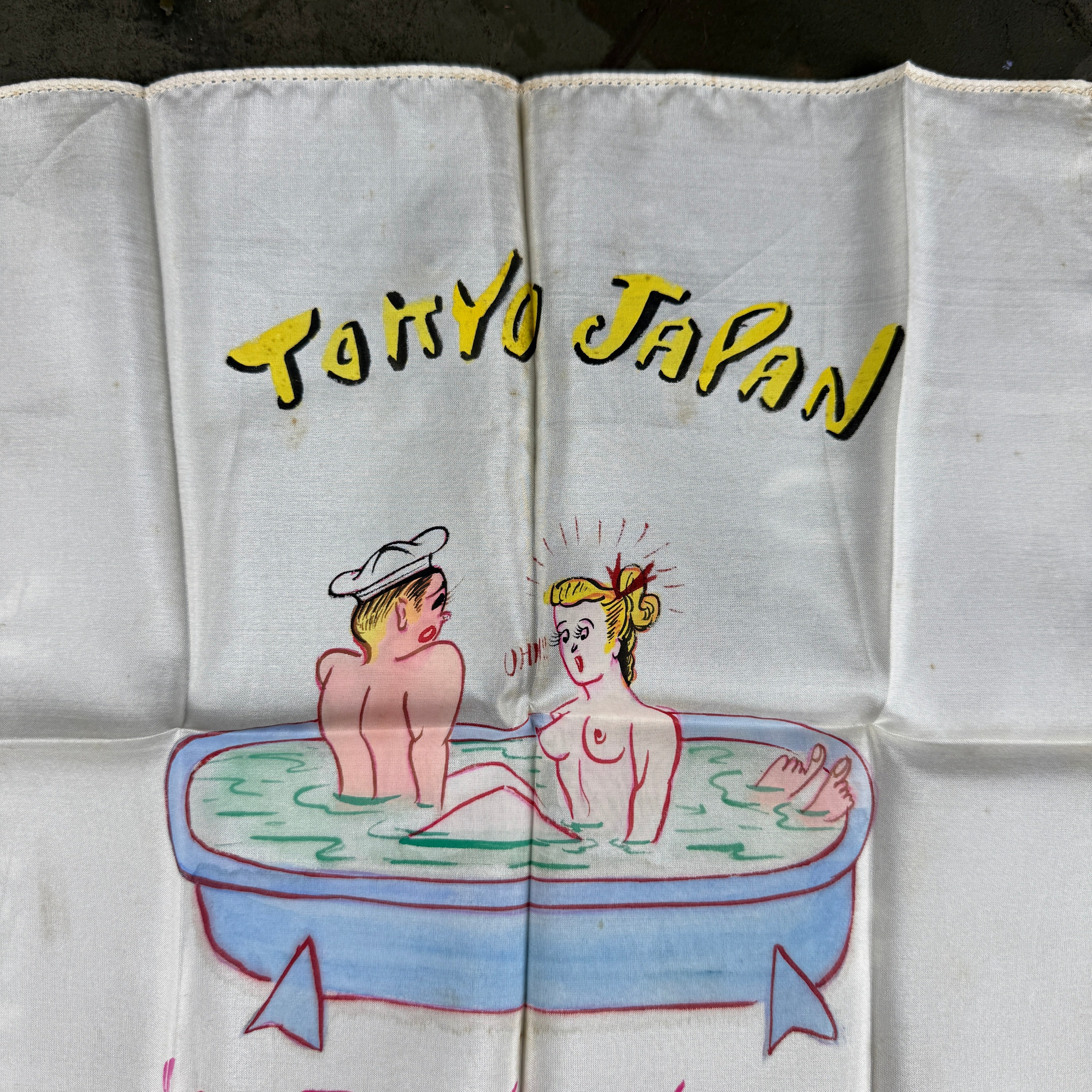 1950s Hand-Painted Handkerchiefs with US Navy 'Theme'