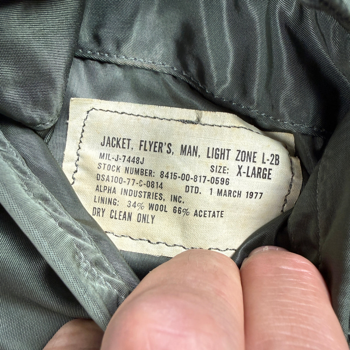 USAF 1973 L-2B Flight Jacket - Size XL