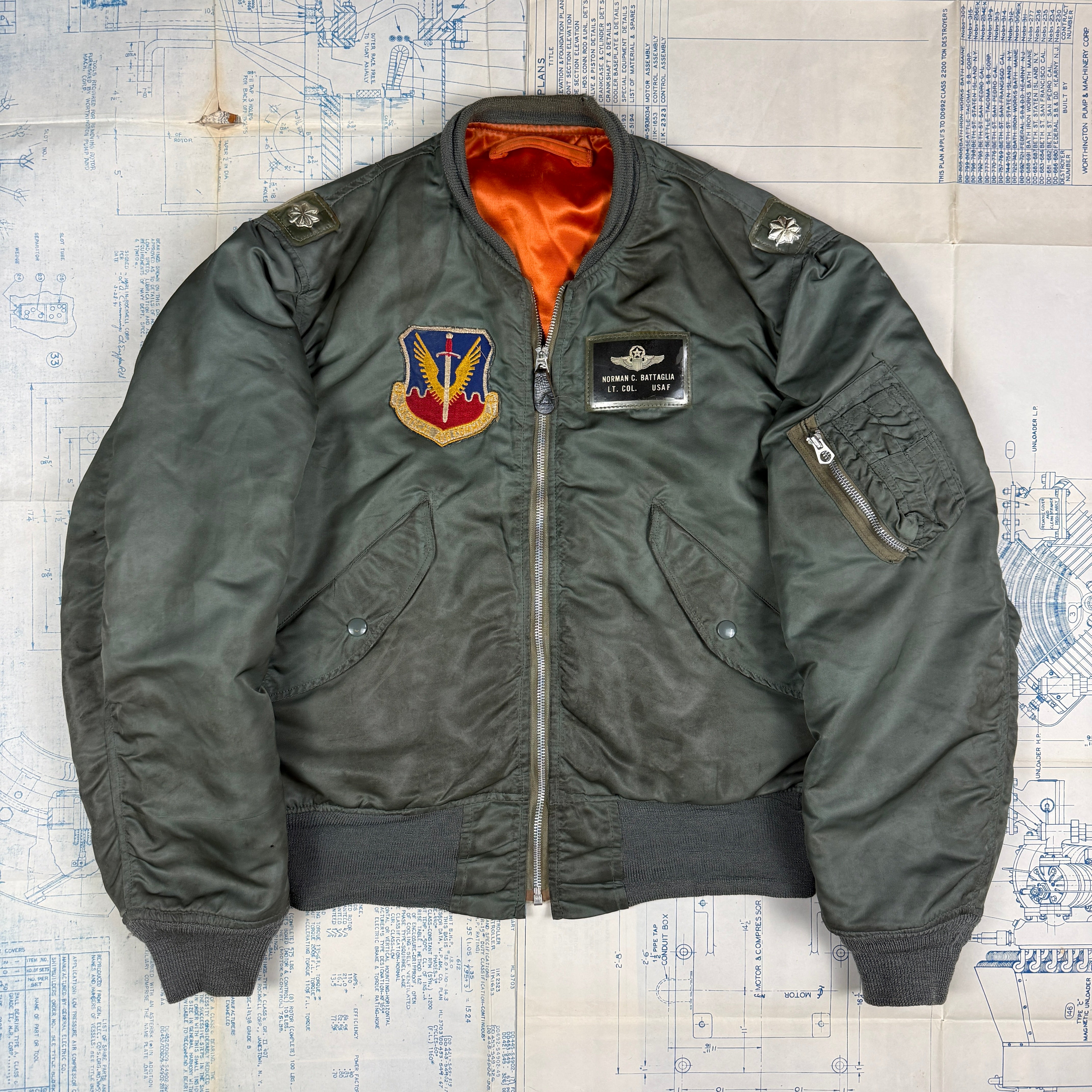 USAF 1975 L-2B Flight Jacket -  Patched & Named.