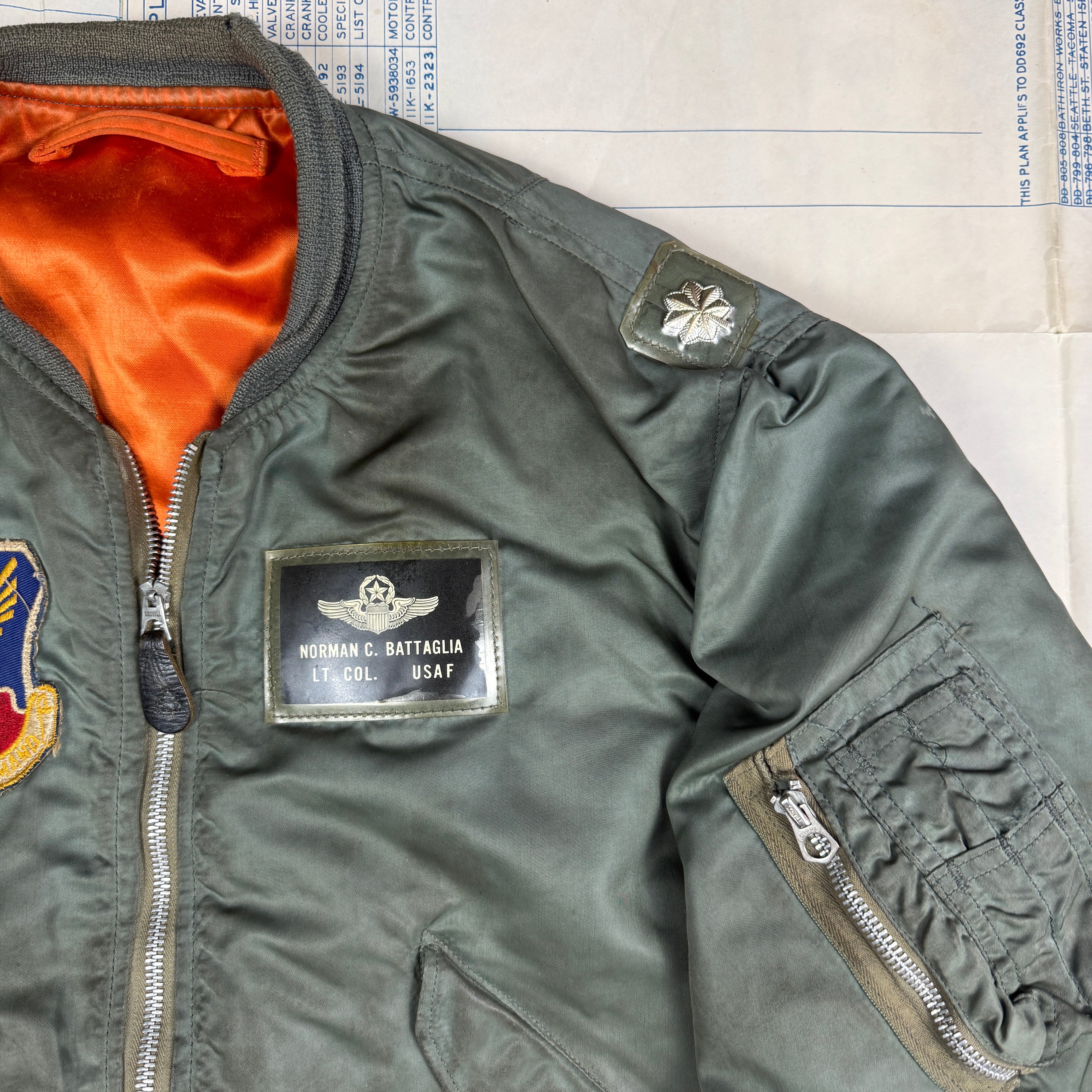USAF 1975 L-2B Flight Jacket -  Patched & Named.