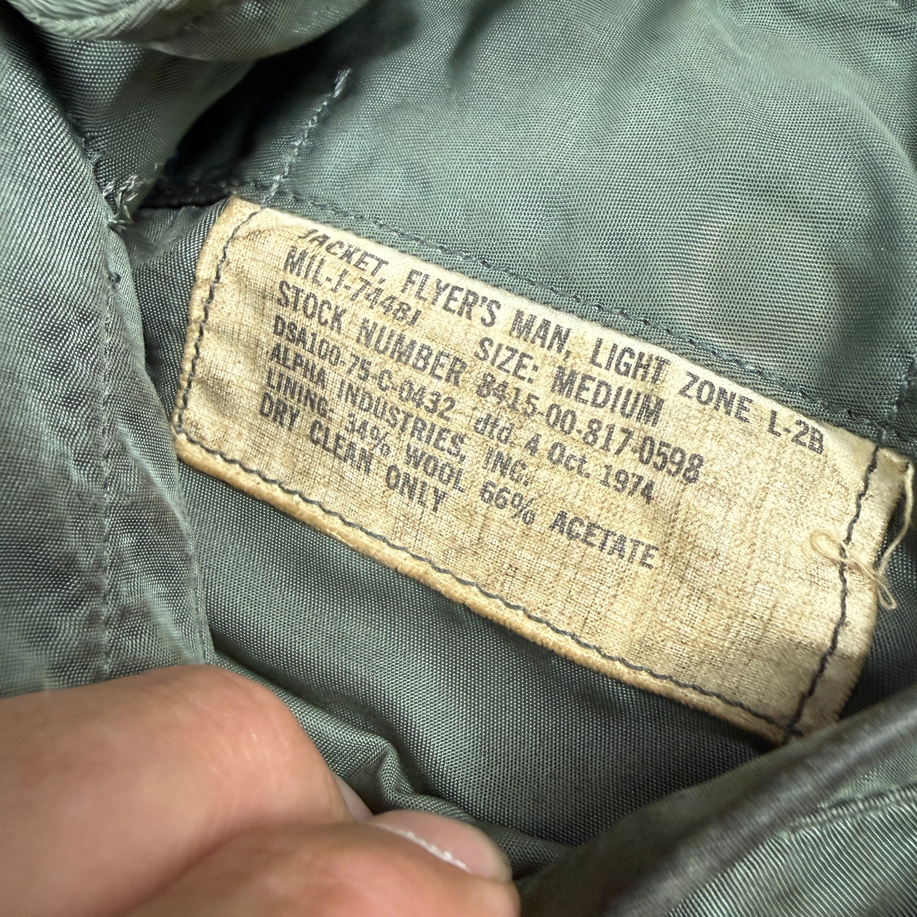 USAF 1975 L-2B Flight Jacket -  Patched & Named.