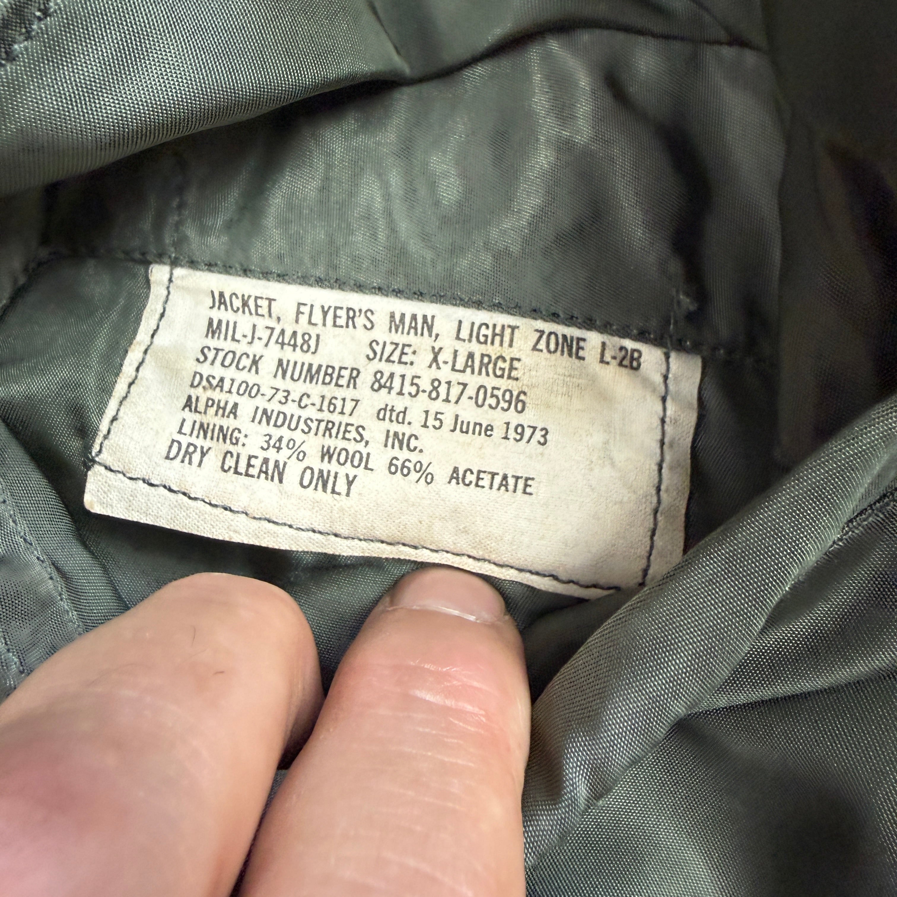 USAF 1973 L-2B Flight Jacket - Size XL