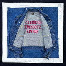 Load image into Gallery viewer, Lee 1960s 101-J Embroidered Goodell&#39;s Stockmen Supply Denim Jacket
